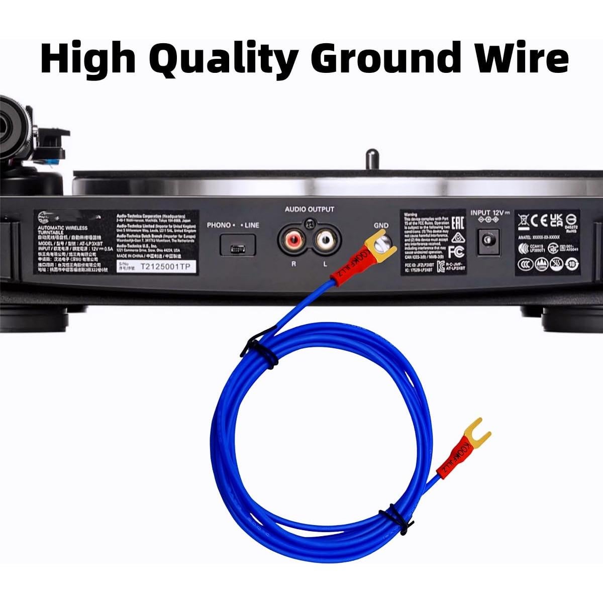 Cable de Tierra para Tocadiscos Technics 1.83m Cobre OFC Oro