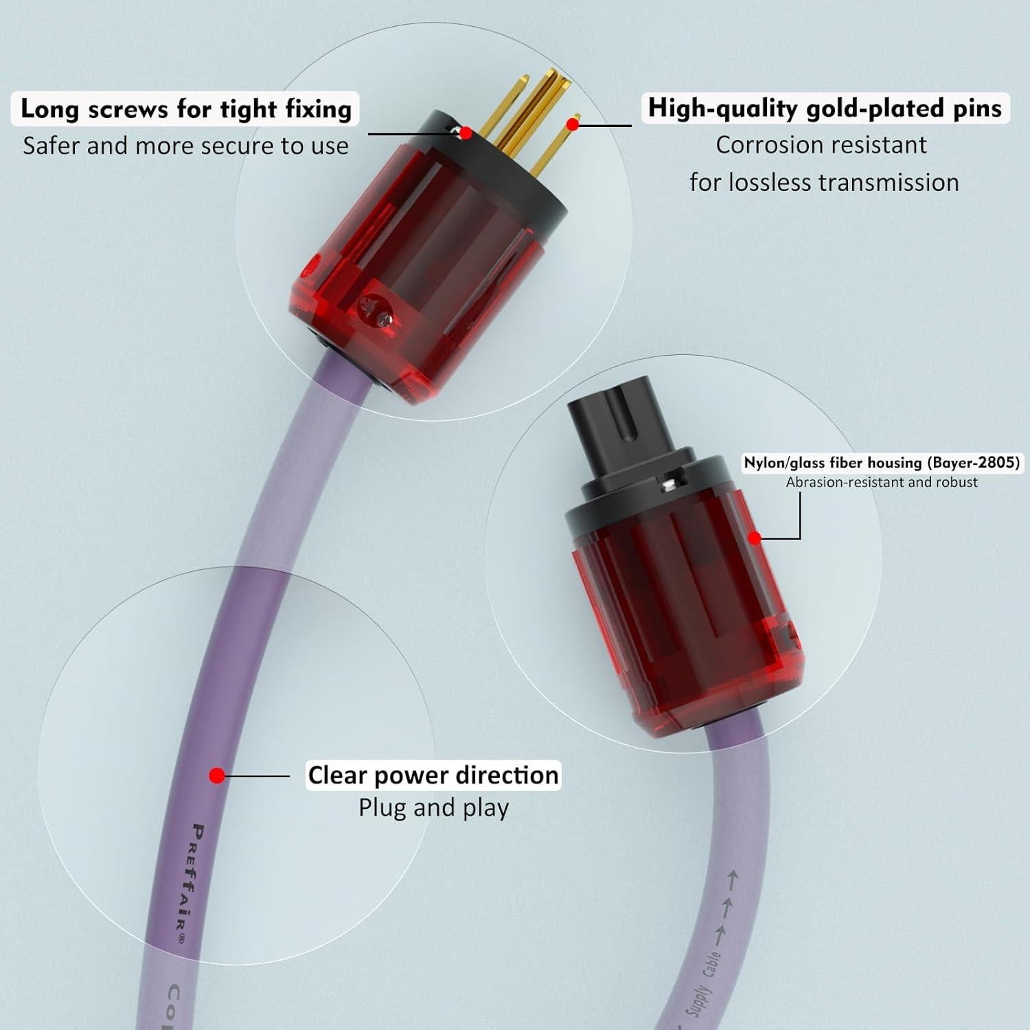 Cable de Alimentación HiFi Preffair 12AWG 1.5M C7 Femenino