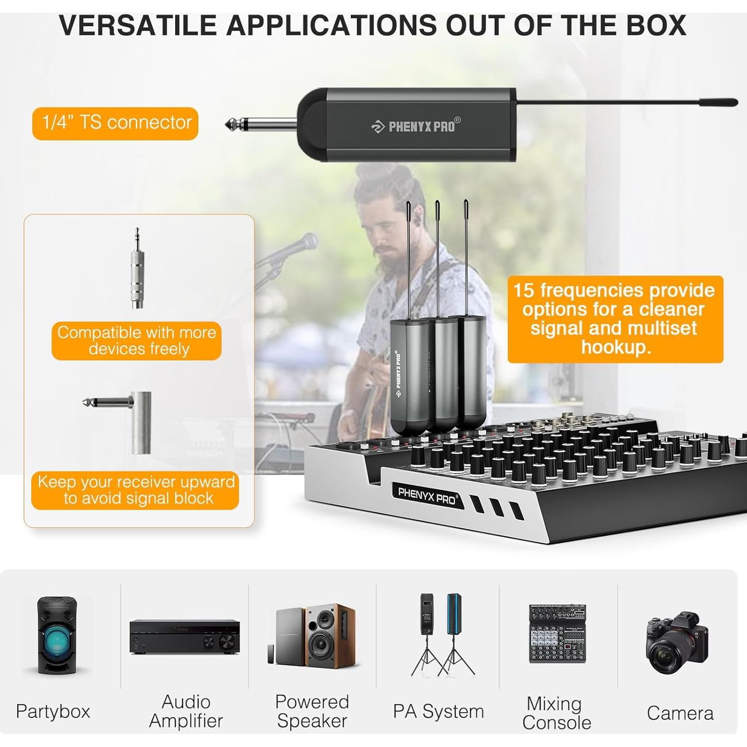Sistema de micrófono inalámbrico Phenyx Pro PDP-1, 15 canales UHF