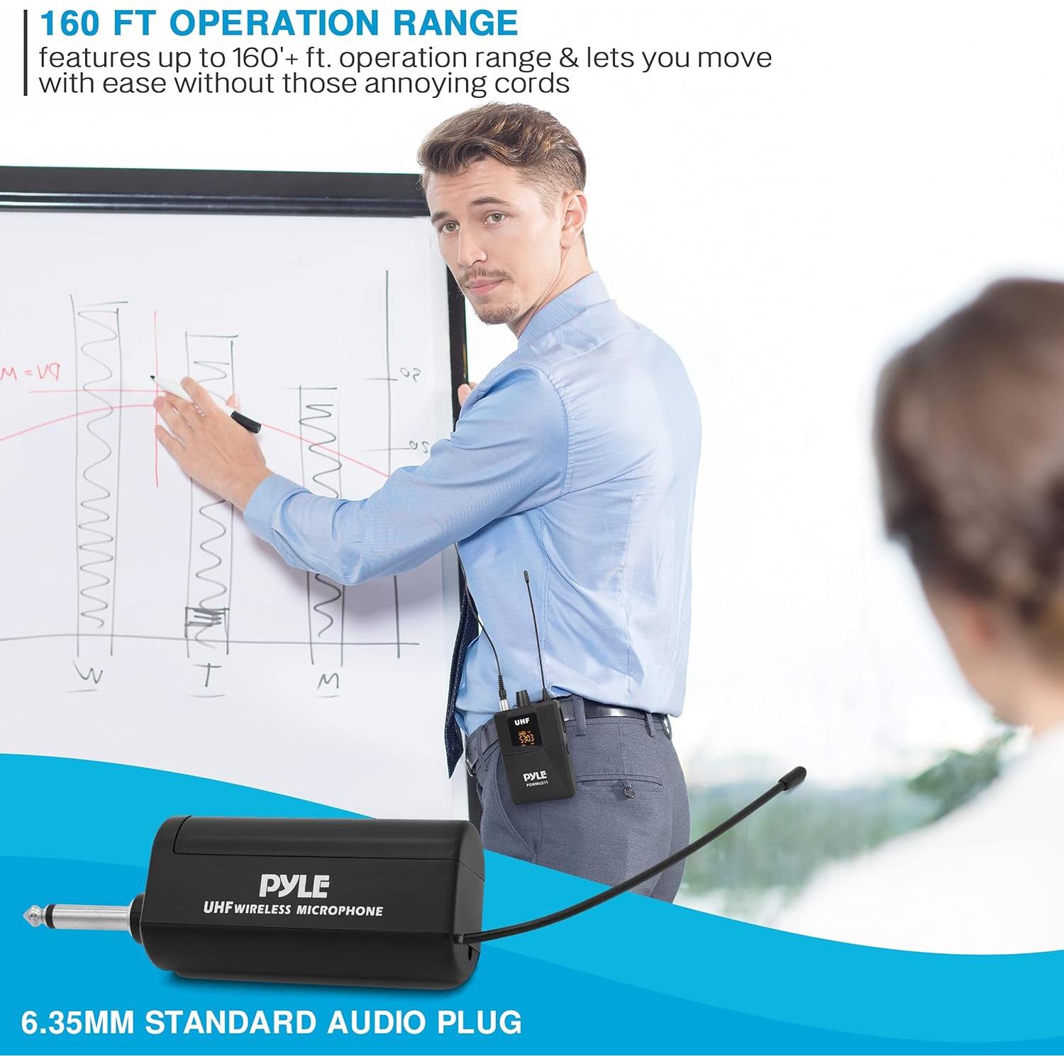 Sistema de micrófono inalámbrico UHF Pyle PDWMU211 - 2 micrófonos