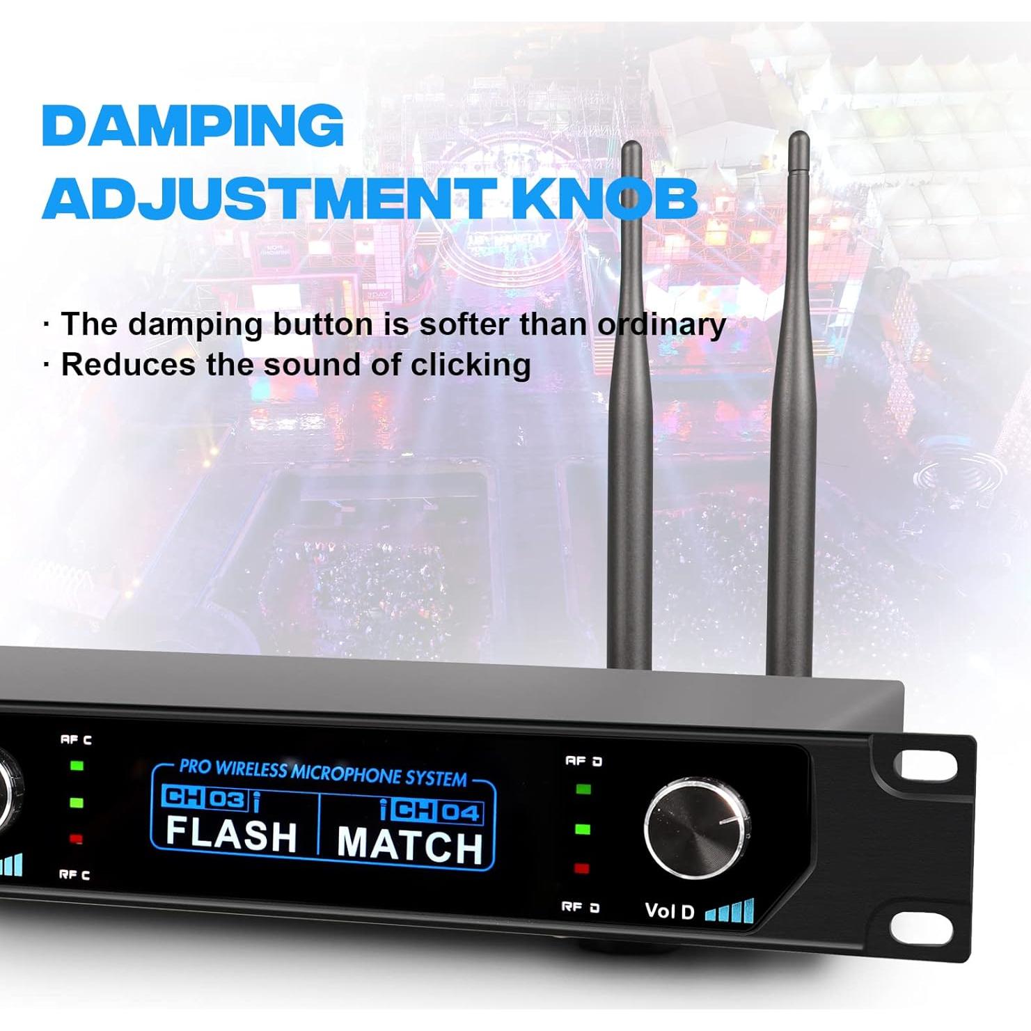 Sistema de Micrófono Inalámbrico G-MARK G440, 4 Canales UHF