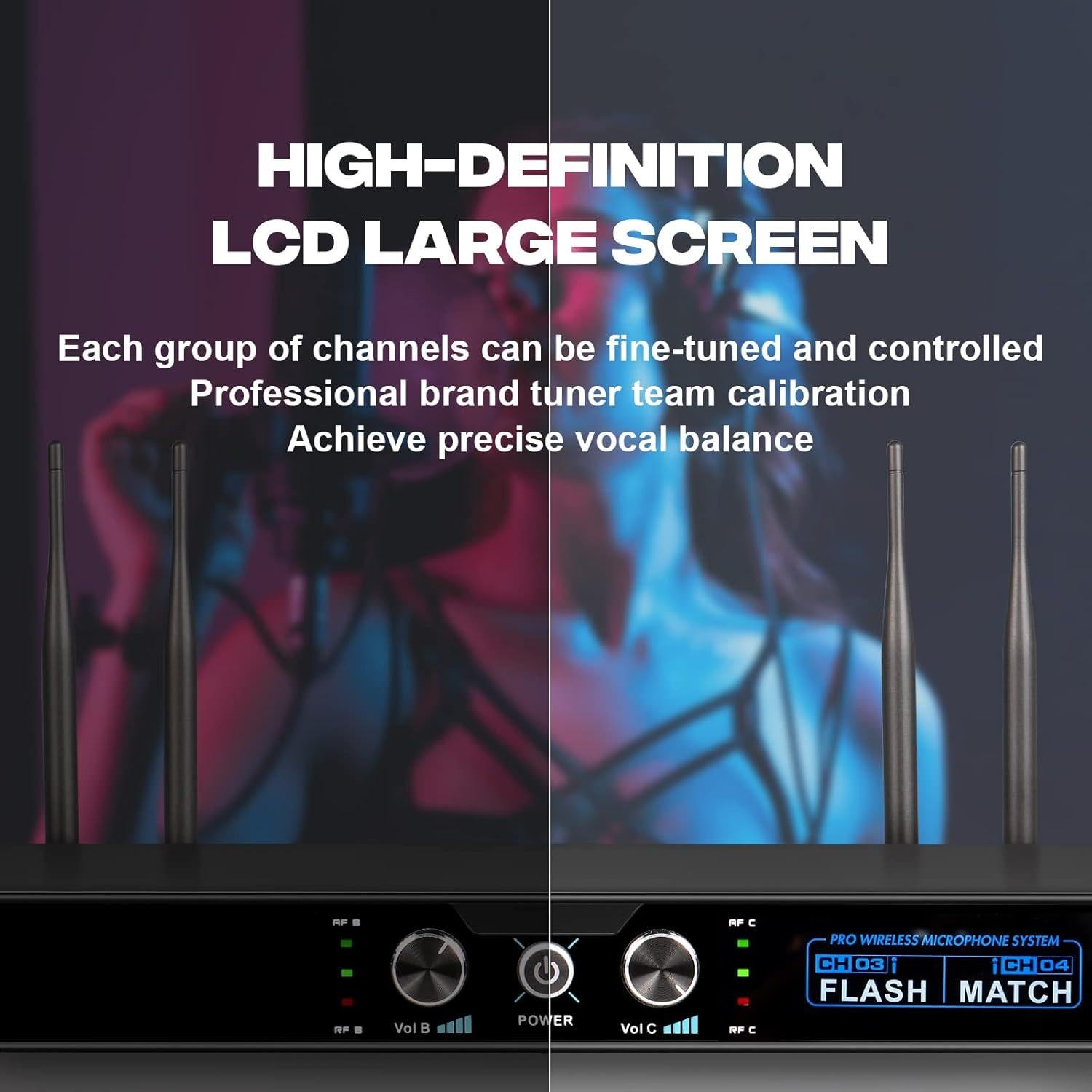 Sistema de Micrófono Inalámbrico G-MARK G440, 4 Canales UHF