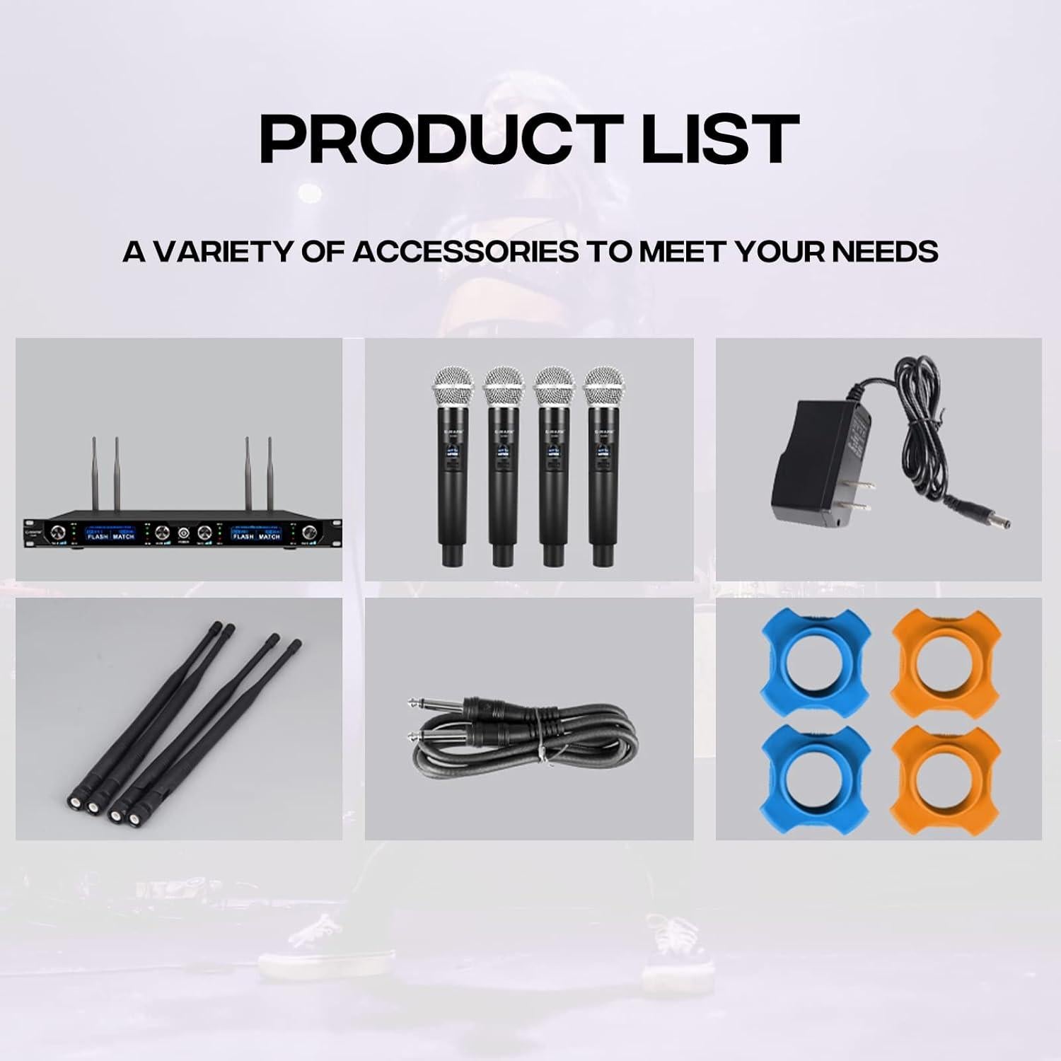 Sistema de Micrófono Inalámbrico G-MARK G440, 4 Canales UHF