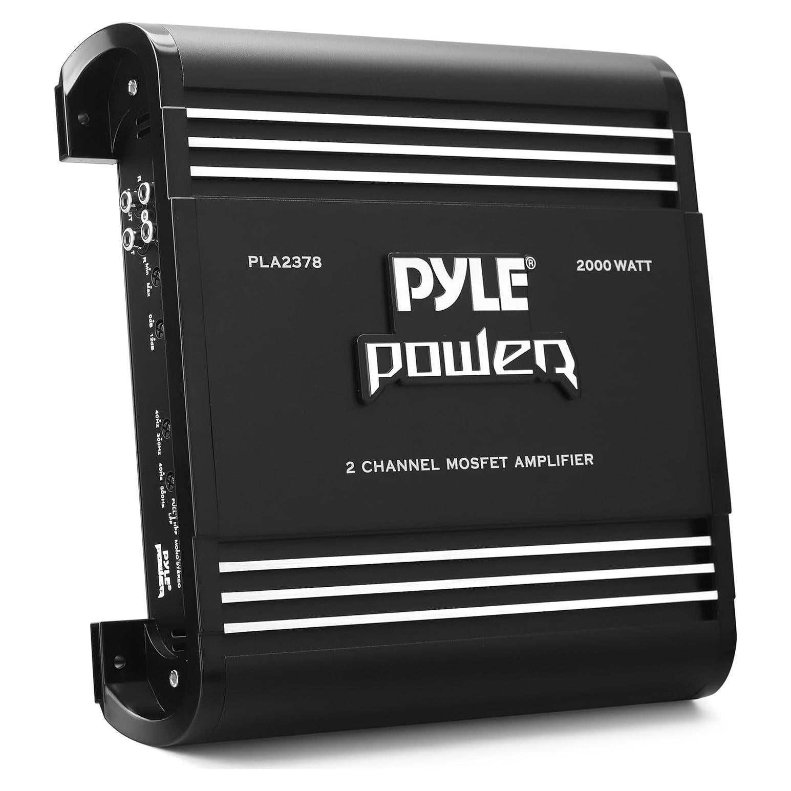 2 Channel Car Stereo Amplifier - 2000W High Power Dual Channel Bridgeable Audio Sound Auto Small Speaker Amp Box w/ MOSFET, Crossover, Bass Boost Control, Silver Plated RCA Input Output-PLA2378