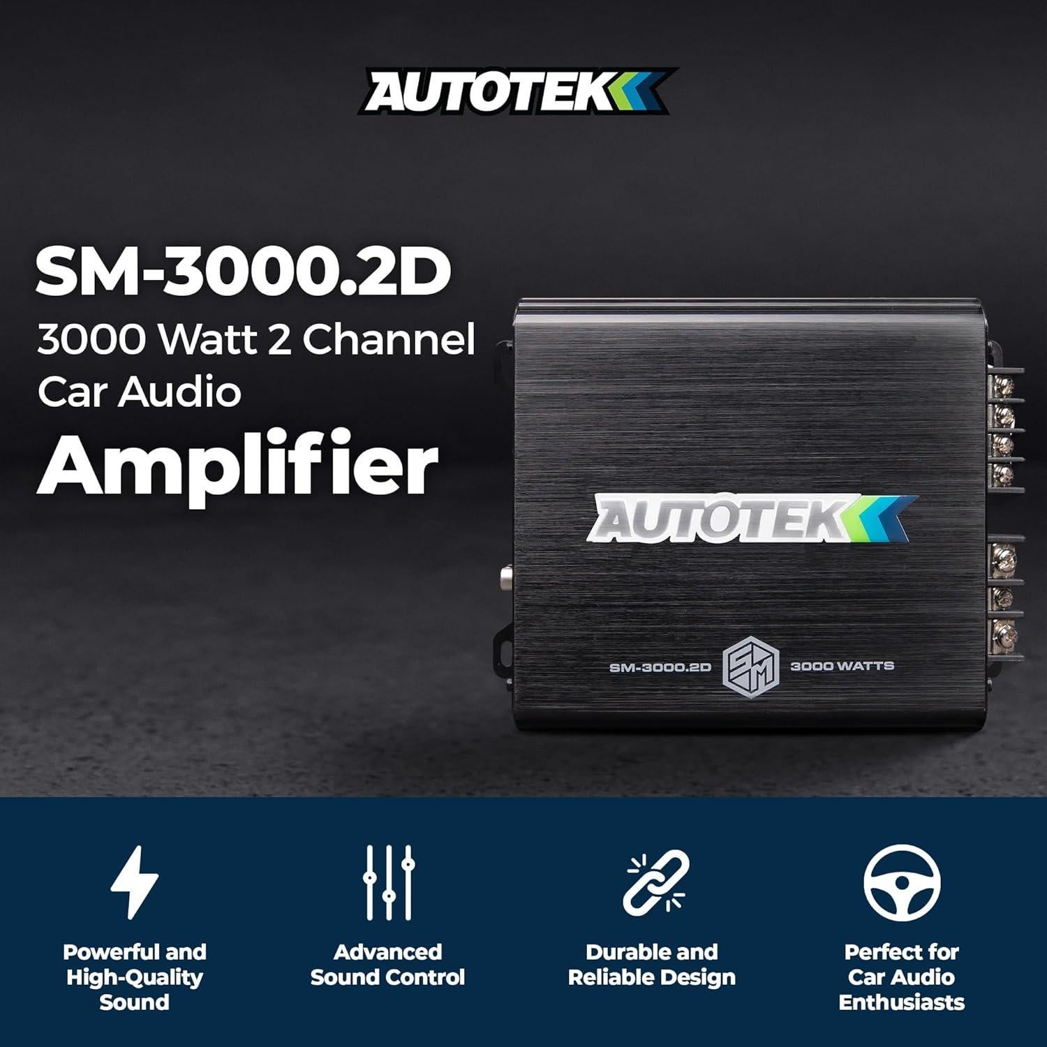 Amplificador de audio Autotek 3000W 2 canales Clase D