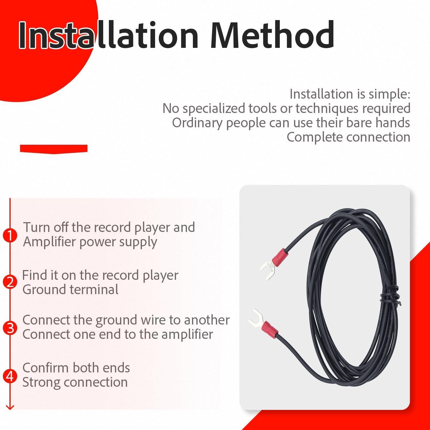 Cable de Tierra para Tocadiscos Magnéticos XVRTJ 1.83 m 2 Paquete