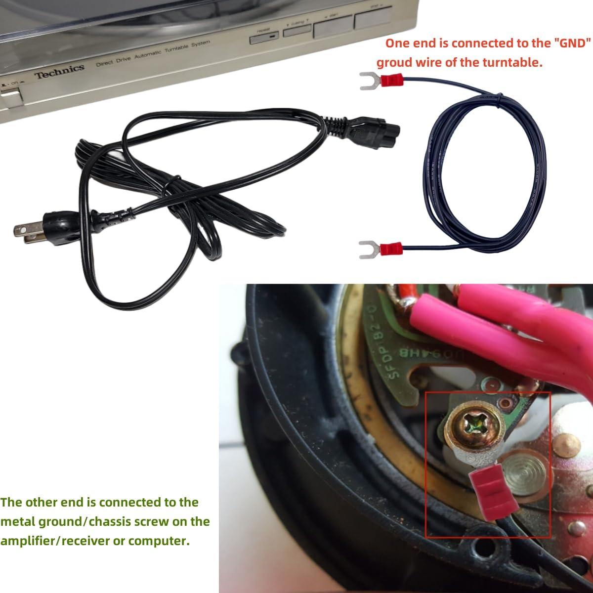 Paquete de 2 Cables de Tierra 1.5m para Tocadiscos Technics