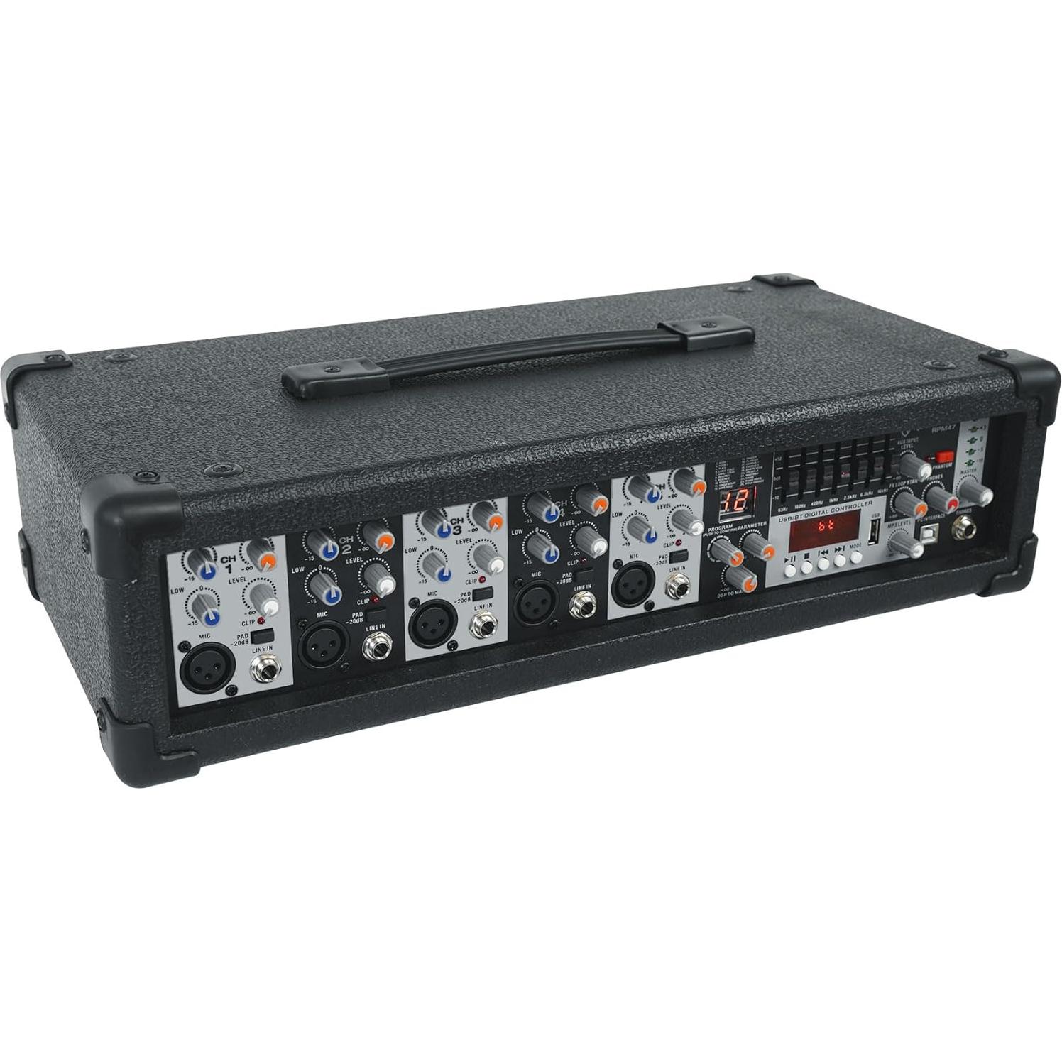 Amplificador Mezclador Rockville RPM47 1800W 5 Canales Bluetooth