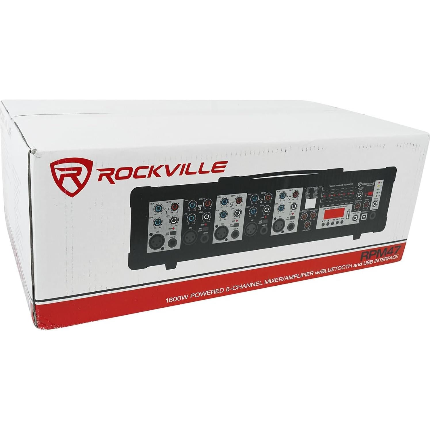 Amplificador Mezclador Rockville RPM47 1800W 5 Canales Bluetooth
