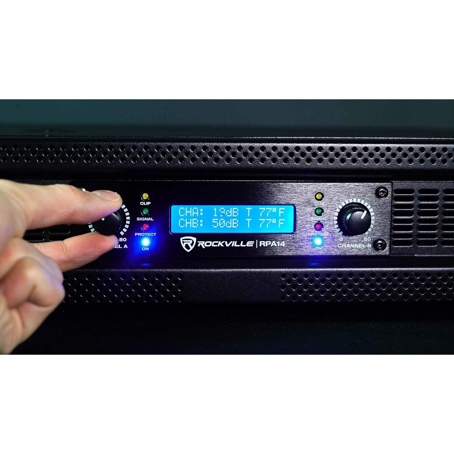 Amplificador Rockville RPA14 7000W Pico 2000W RMS 2 Canales