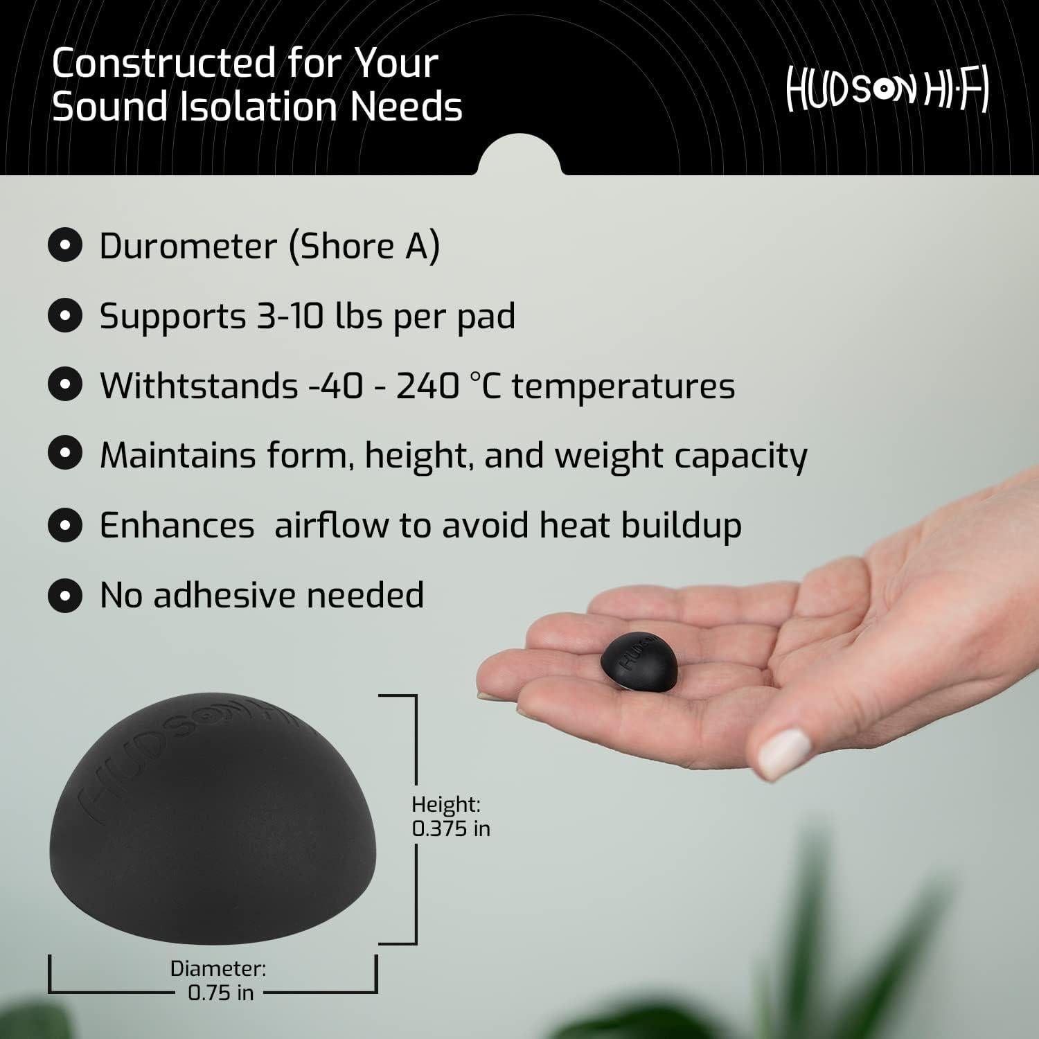 Almohadillas de Aislamiento Hudson Hi-Fi - 8 Pies de Silicona 1.9 cm