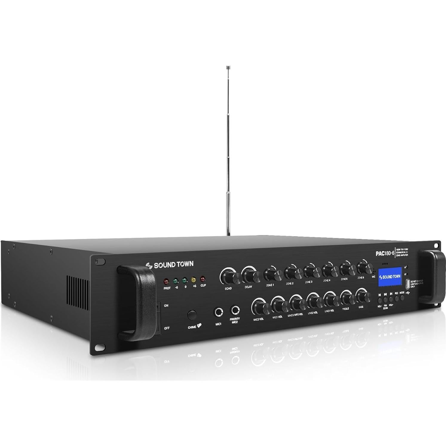 Amplificador de Potencia 180W Sound Town PAC180-6 6 Zonas Bluetooth