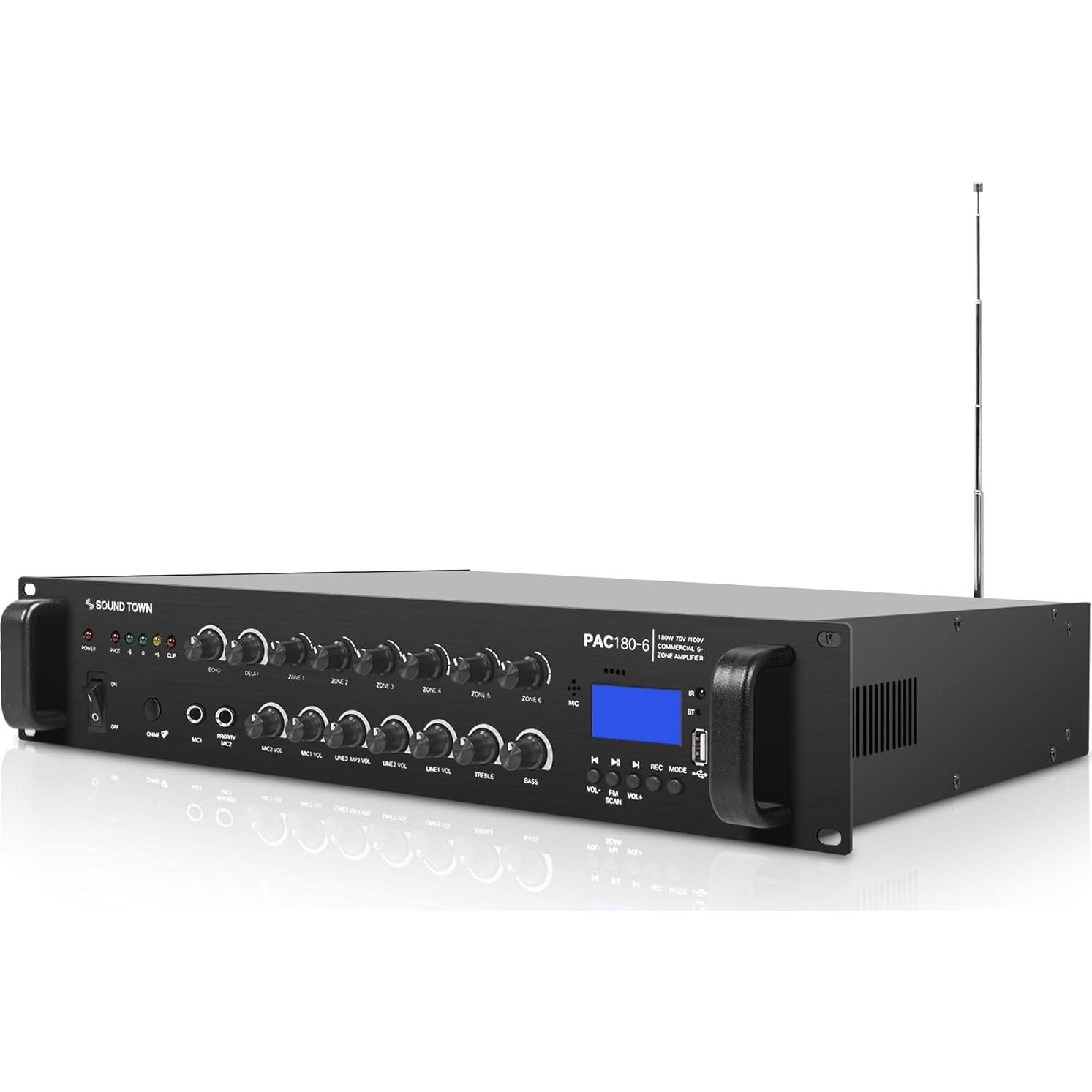 Amplificador de Potencia 180W Sound Town PAC180-6 6 Zonas Bluetooth