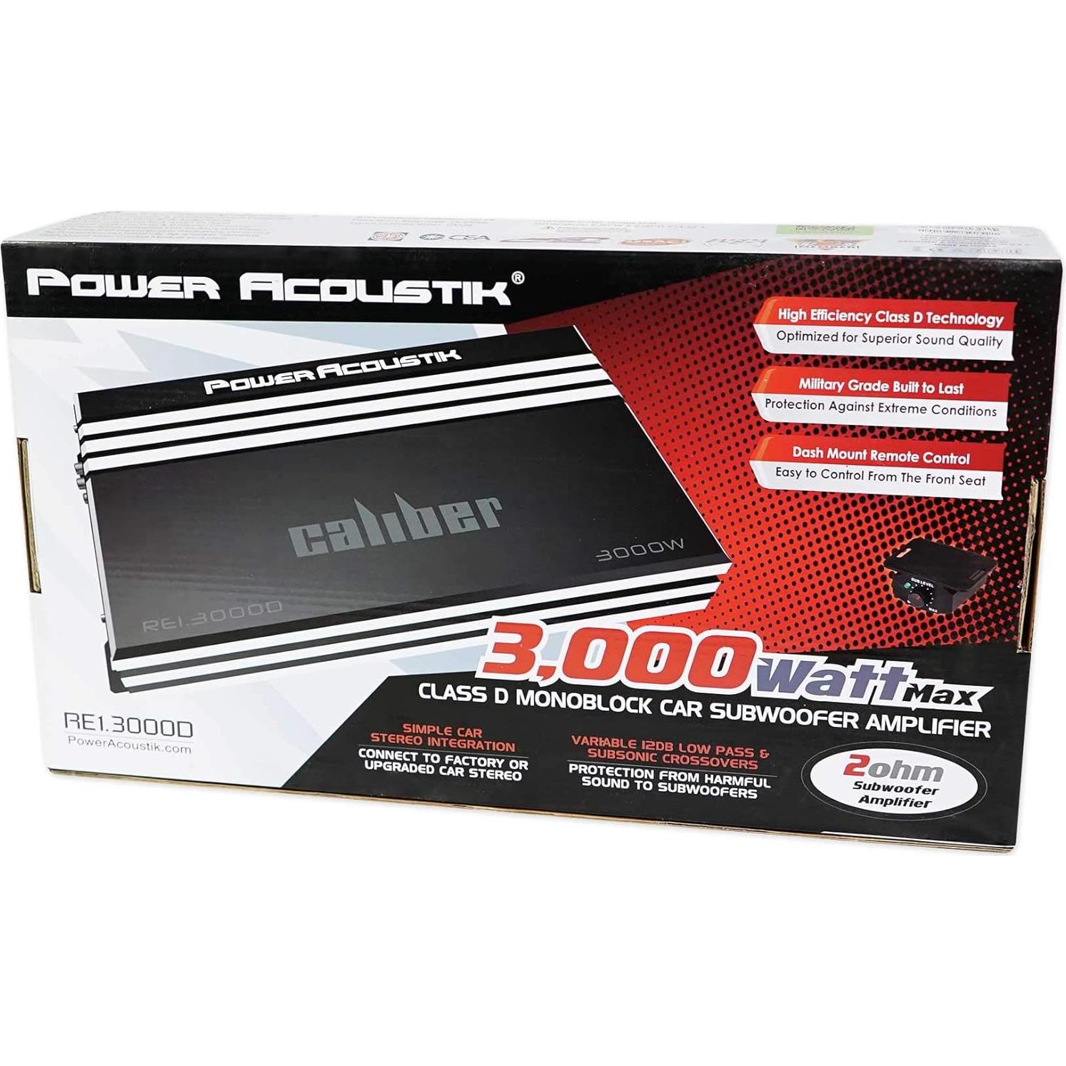 Amplificador Mono de Coche Power Acoustik RE1-3000D 1500W