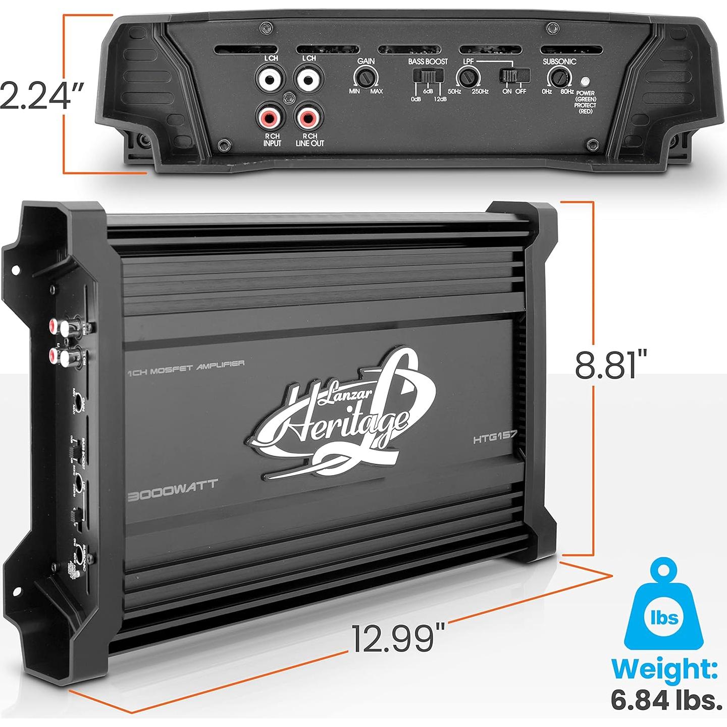 Amplificador de Audio para Automóvil Lanzar HTG157 3000W 2 Ohm
