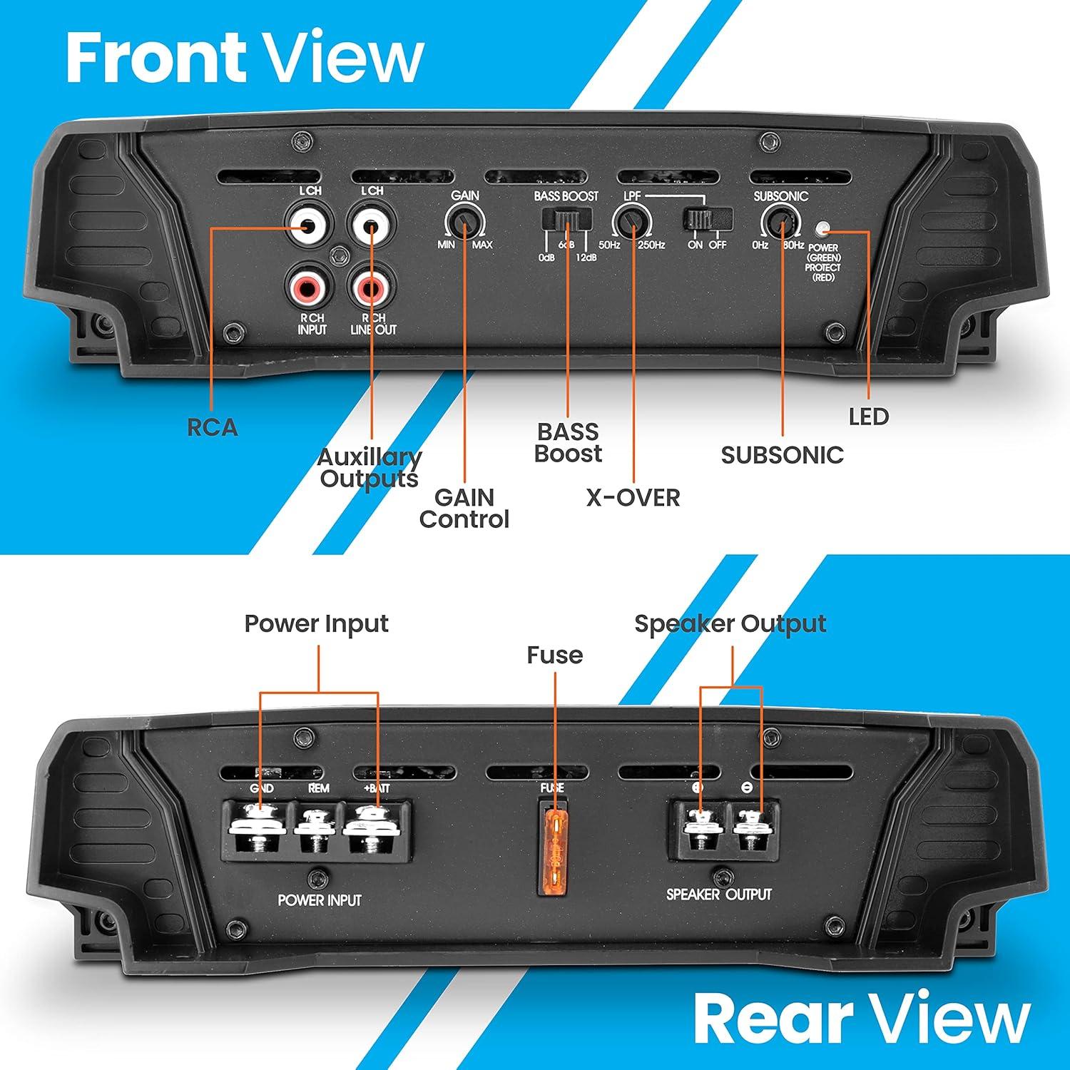 Amplificador de Audio para Automóvil Lanzar HTG157 3000W 2 Ohm