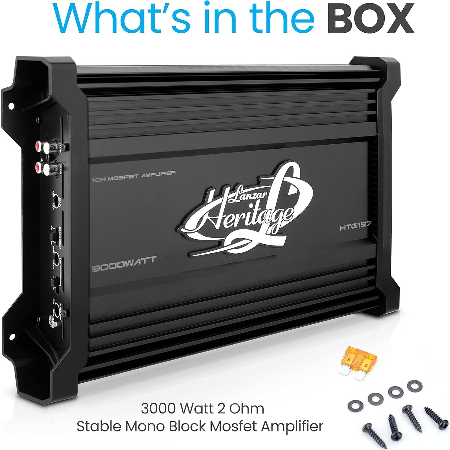 Amplificador de Audio para Automóvil Lanzar HTG157 3000W 2 Ohm