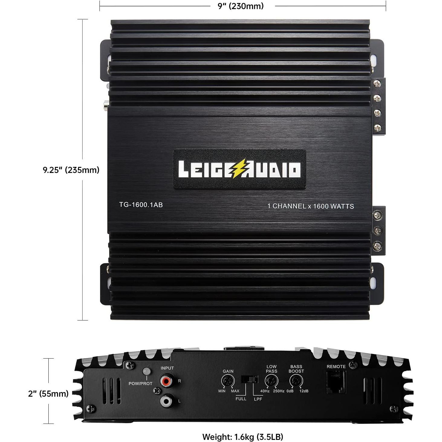 Amplificador MonoBlock LEIGESAUDIO 1600W Clase A/B con Control Remoto