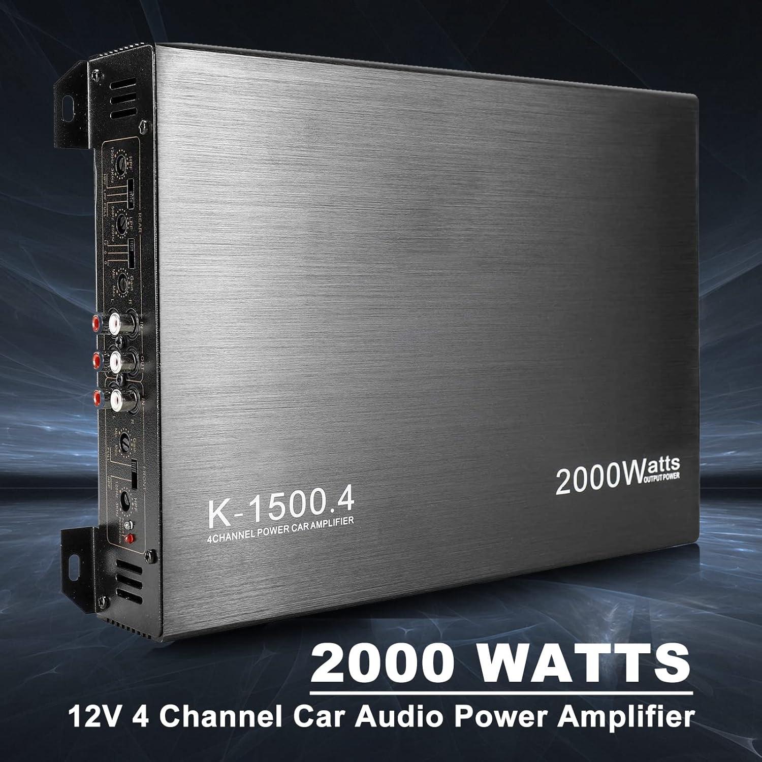 Amplificador de 4 Canales YaeCCC 2000W para Coche K-1500.4