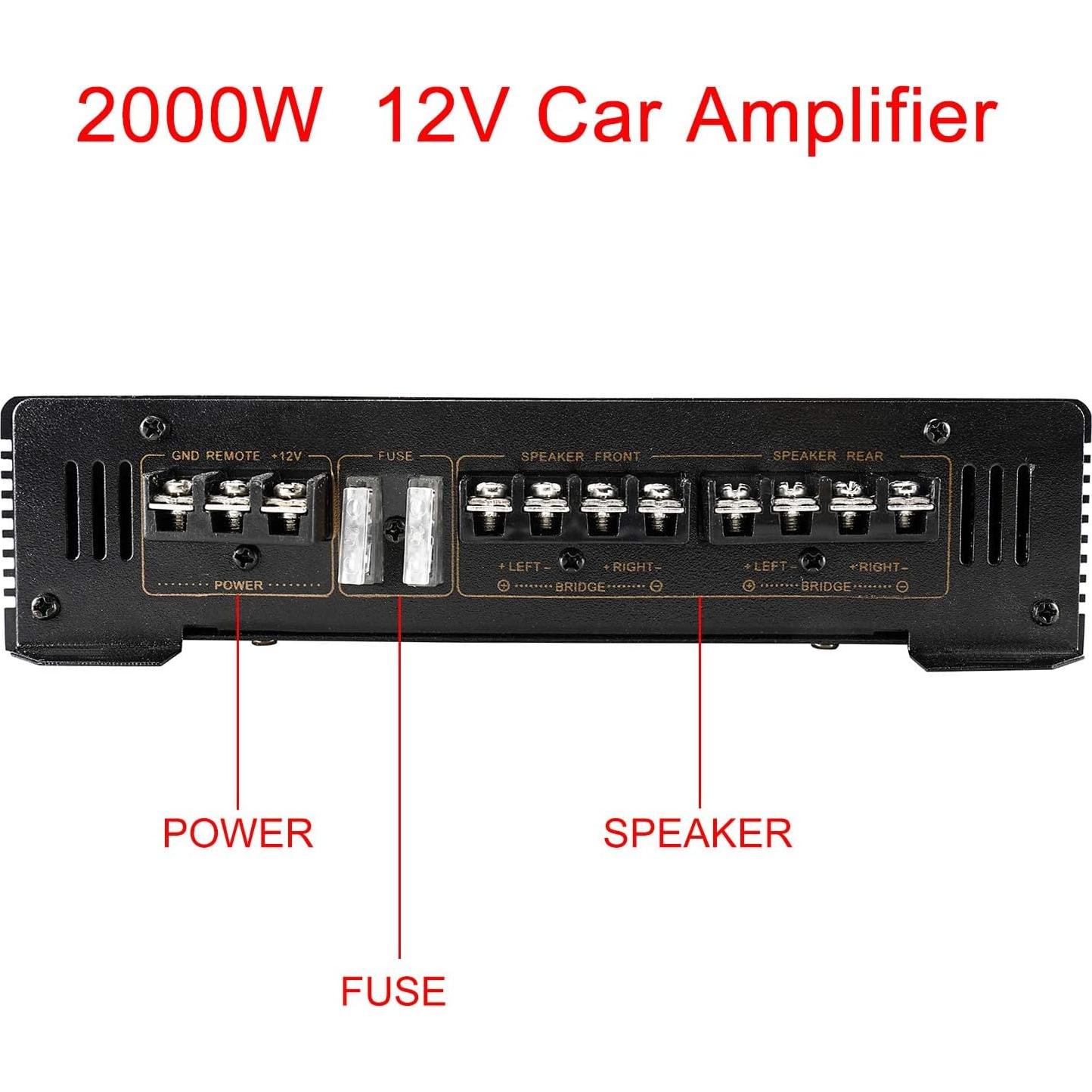 Amplificador de 4 Canales YaeCCC 2000W para Coche K-1500.4