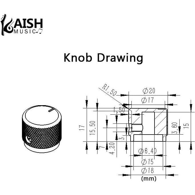 Paquete de 4 Perillas de Potenciómetro Aluminio 20mm Negro