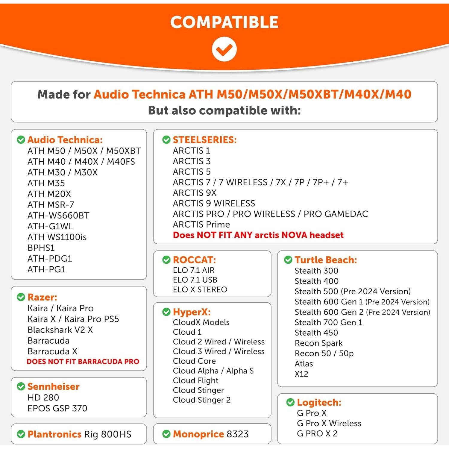 Almohadillas de Reemplazo WC para Auriculares ATH M50X - Floral Negro