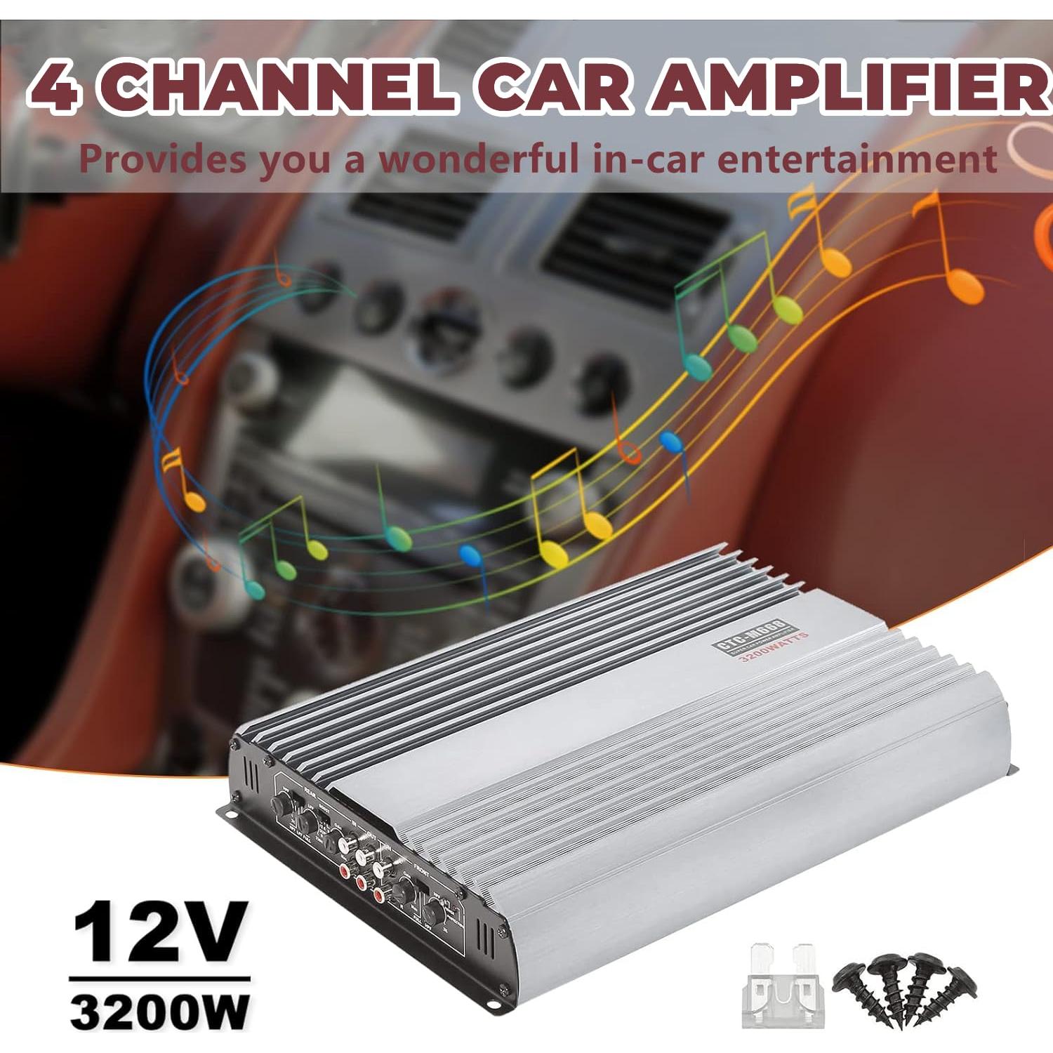 Amplificador de coche Yae 3200W 12V 4 canales para subwoofer