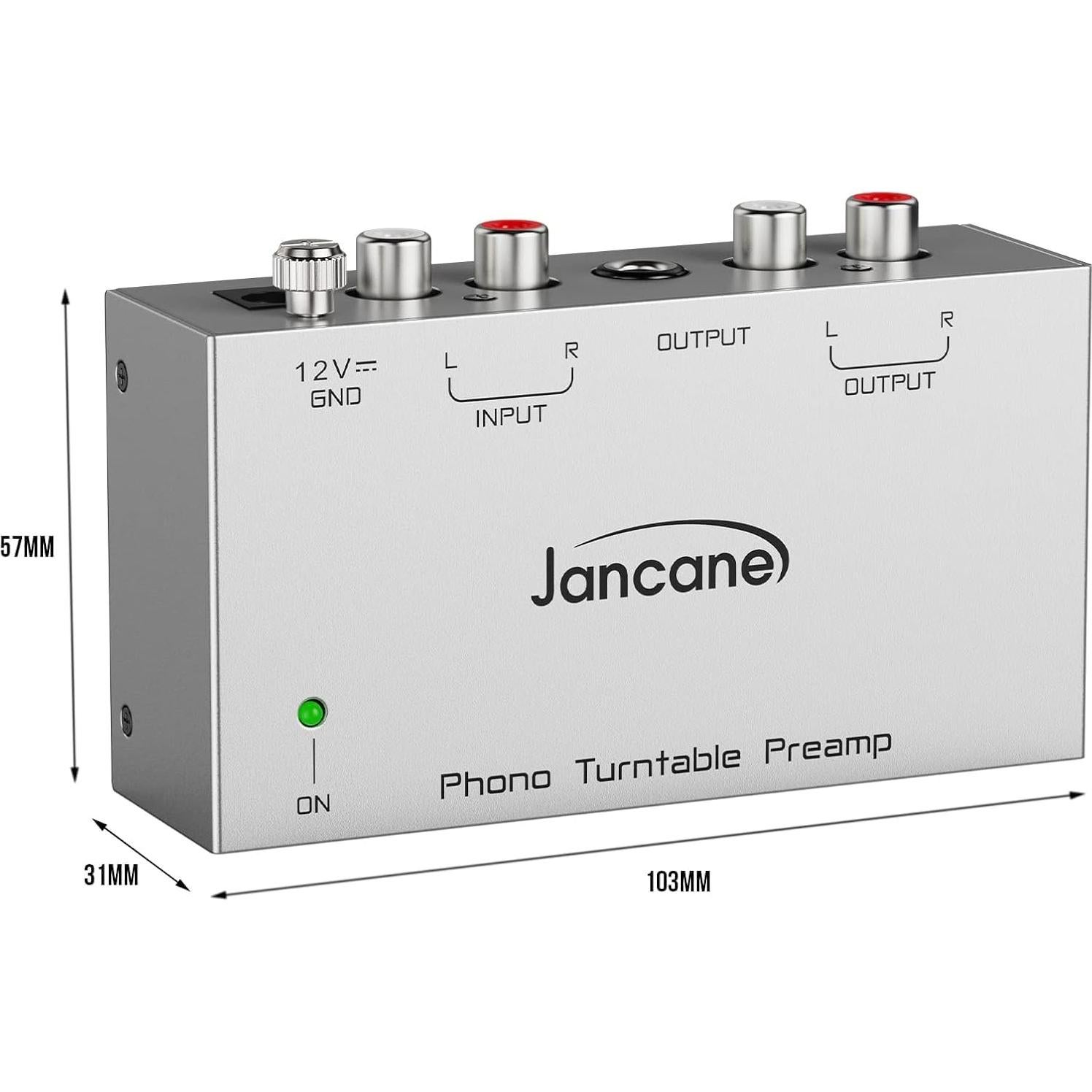 Preamp Phono Jancane para Tocadiscos, Amplificador Estéreo 12V