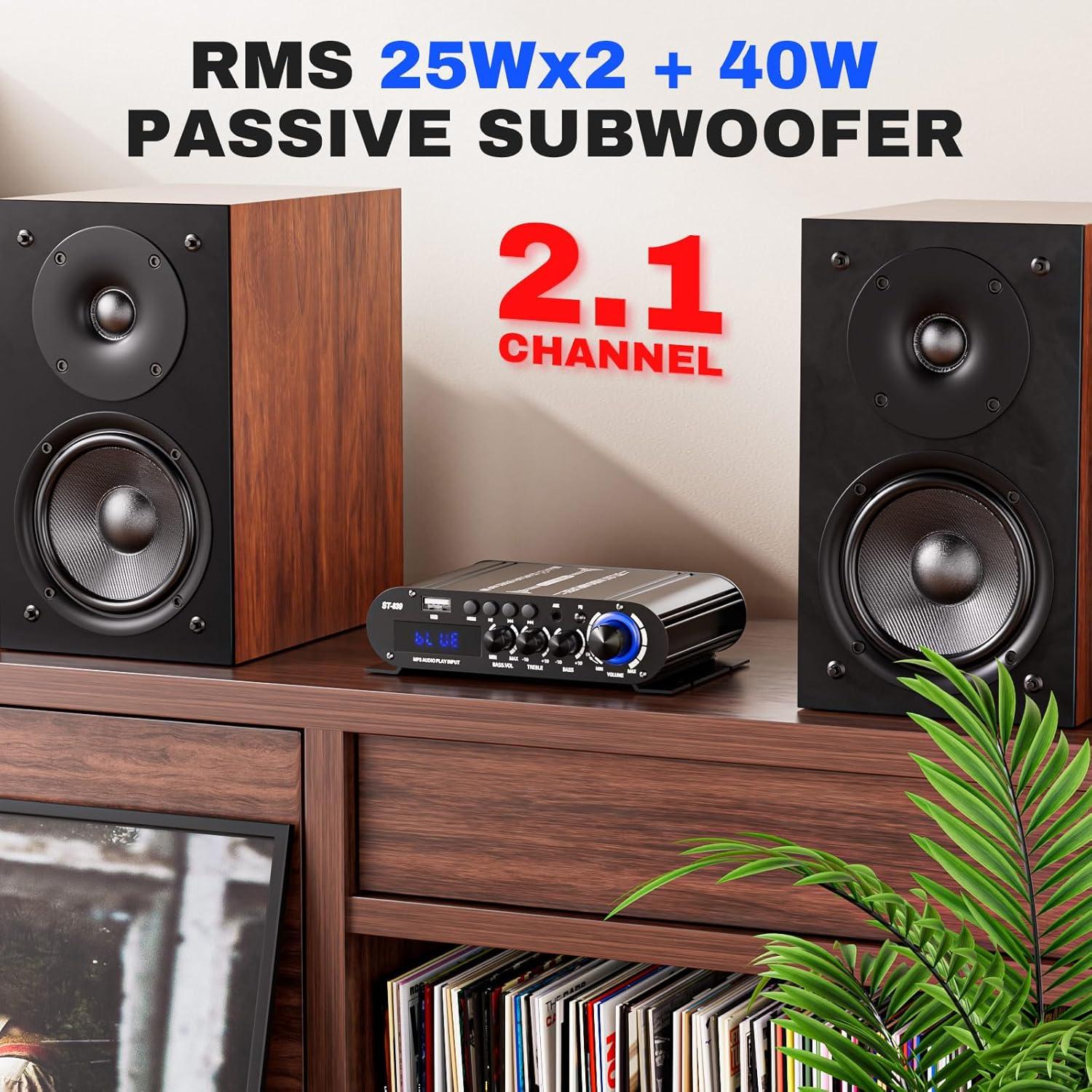 Amplificador Estéreo Bluetooth Facmogu ST-839 2.1CH 25W x 2 + 40W