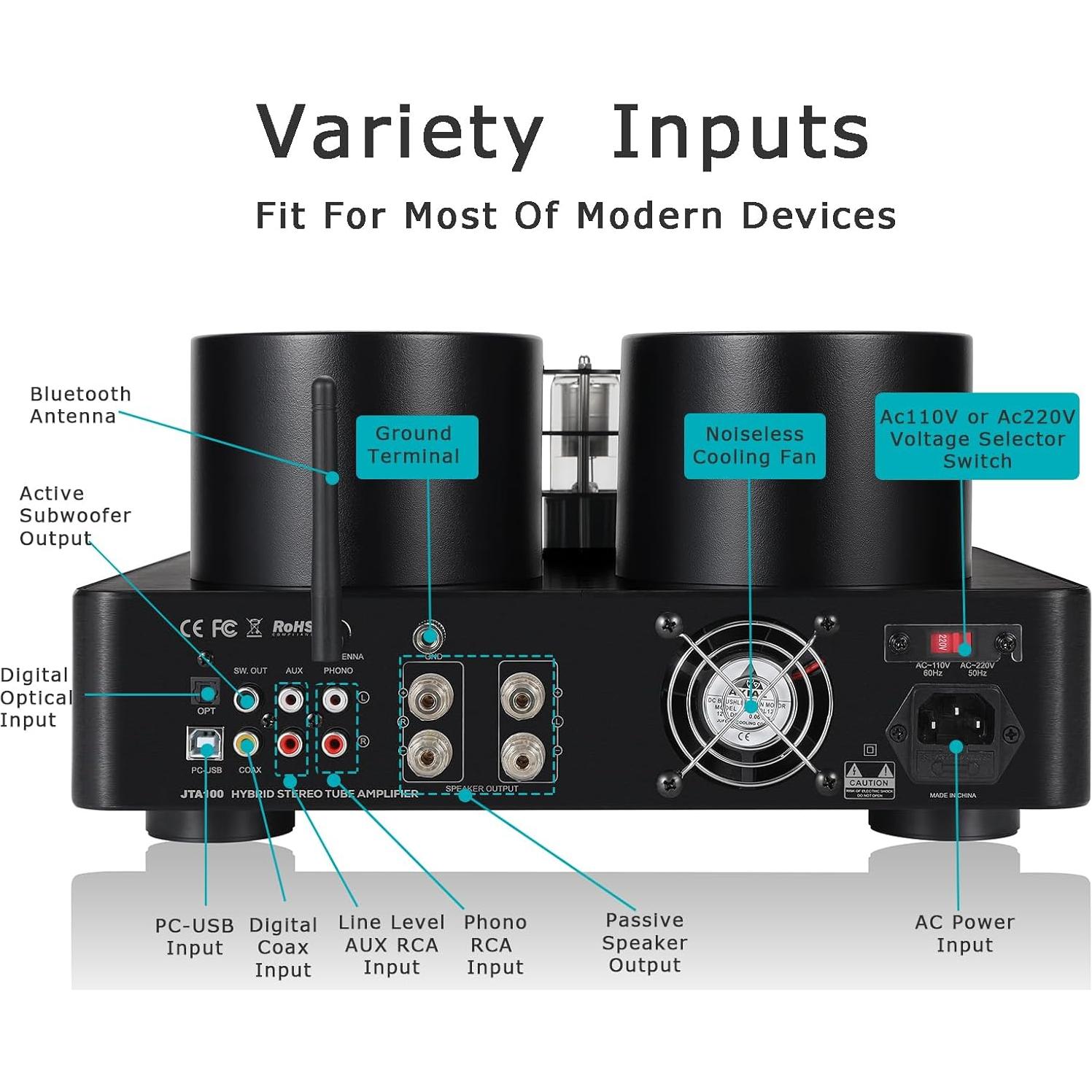Amplificador de Válvulas Juson Audio JTA100 200W HiFi Bluetooth