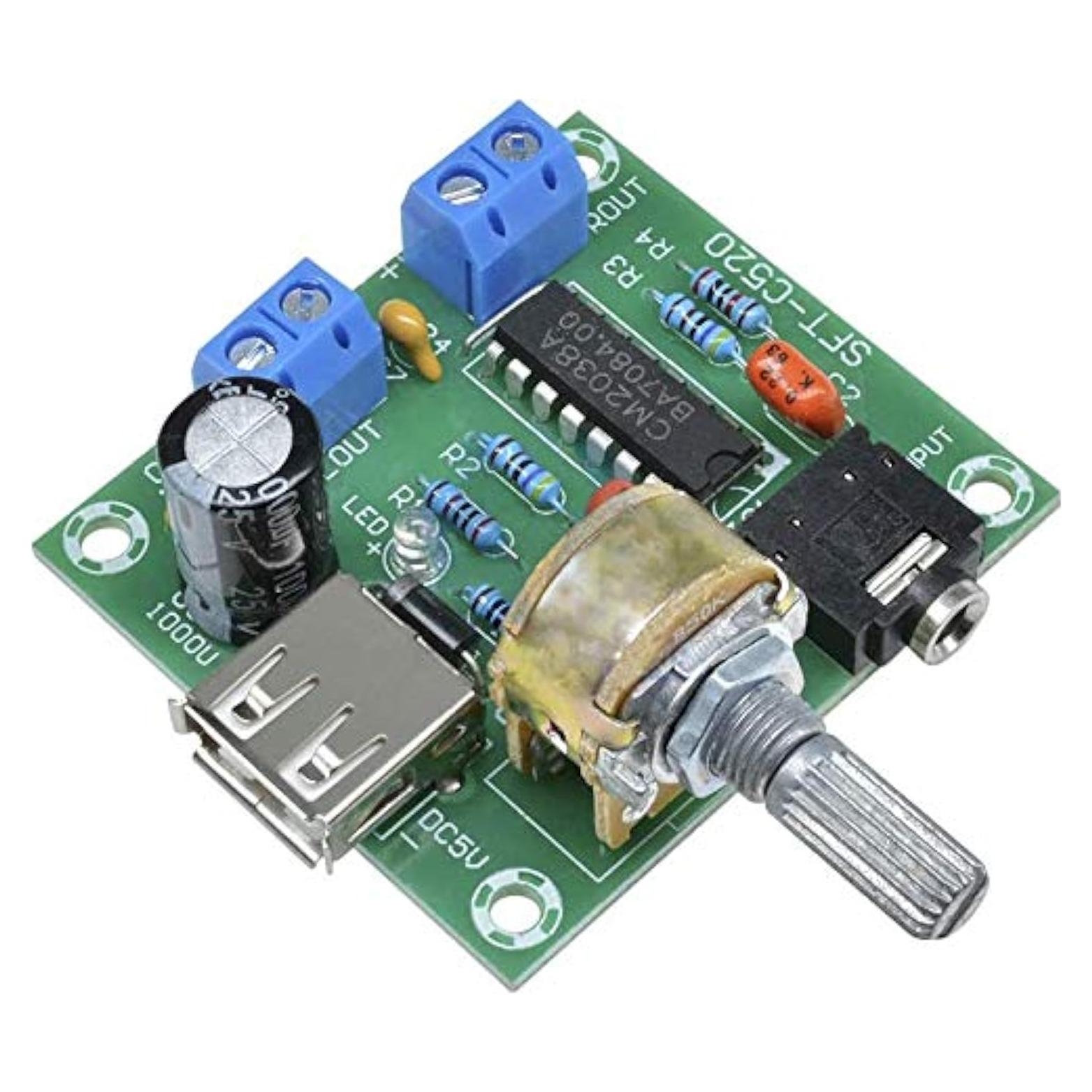 Amplificador de Audio Estéreo PM2038 5W USB Volumen Ajustable