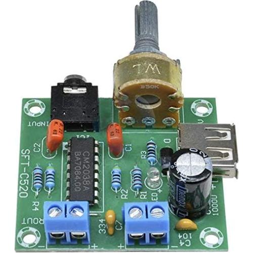 Amplificador de Audio Estéreo PM2038 5W USB Volumen Ajustable