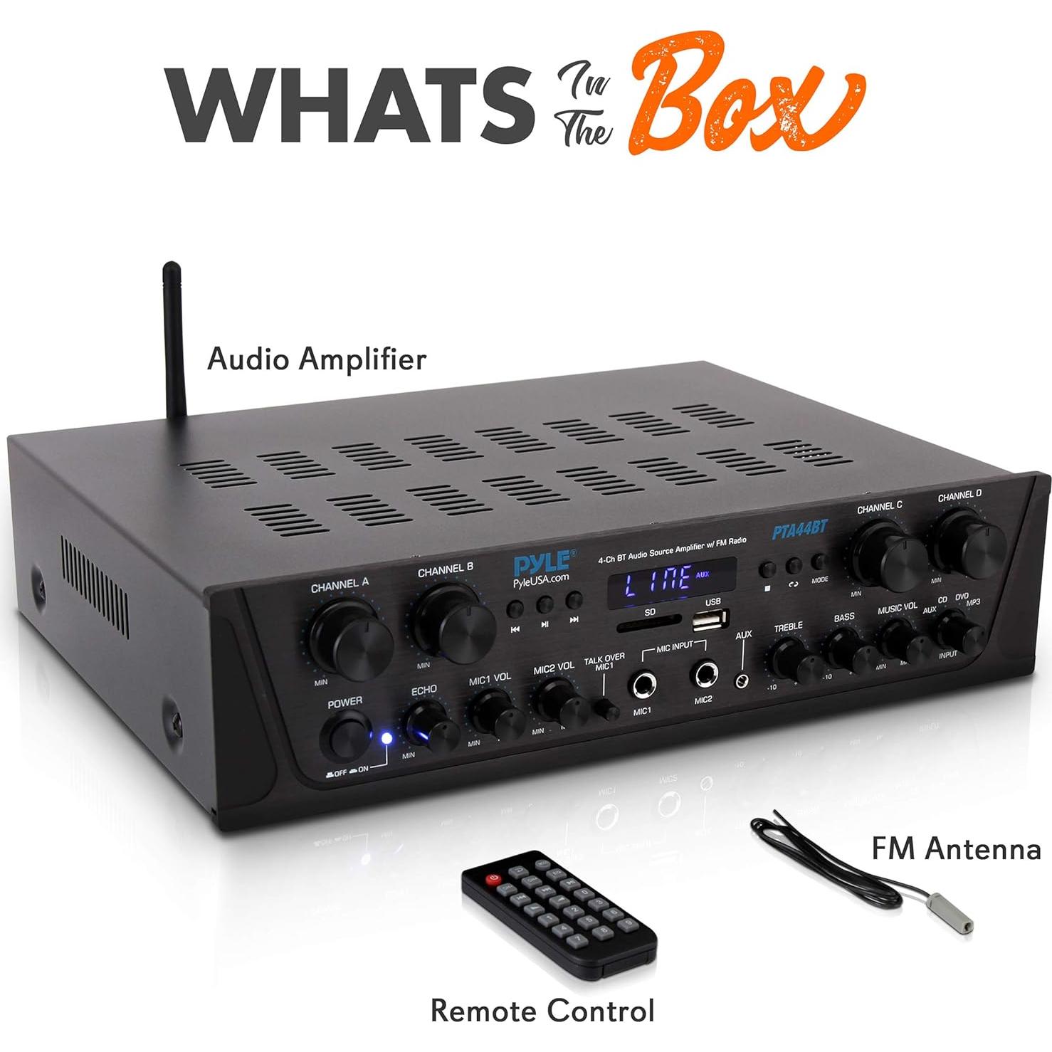 Amplificador Karaoke Bluetooth Pyle PTA44BT.5 500W 4 Canales