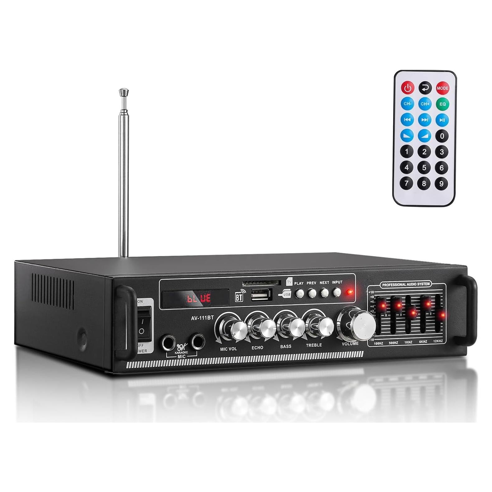 Amplificador de hogar Facmogu AV-111BT 60W RMS Ecualizador 5 Bandas