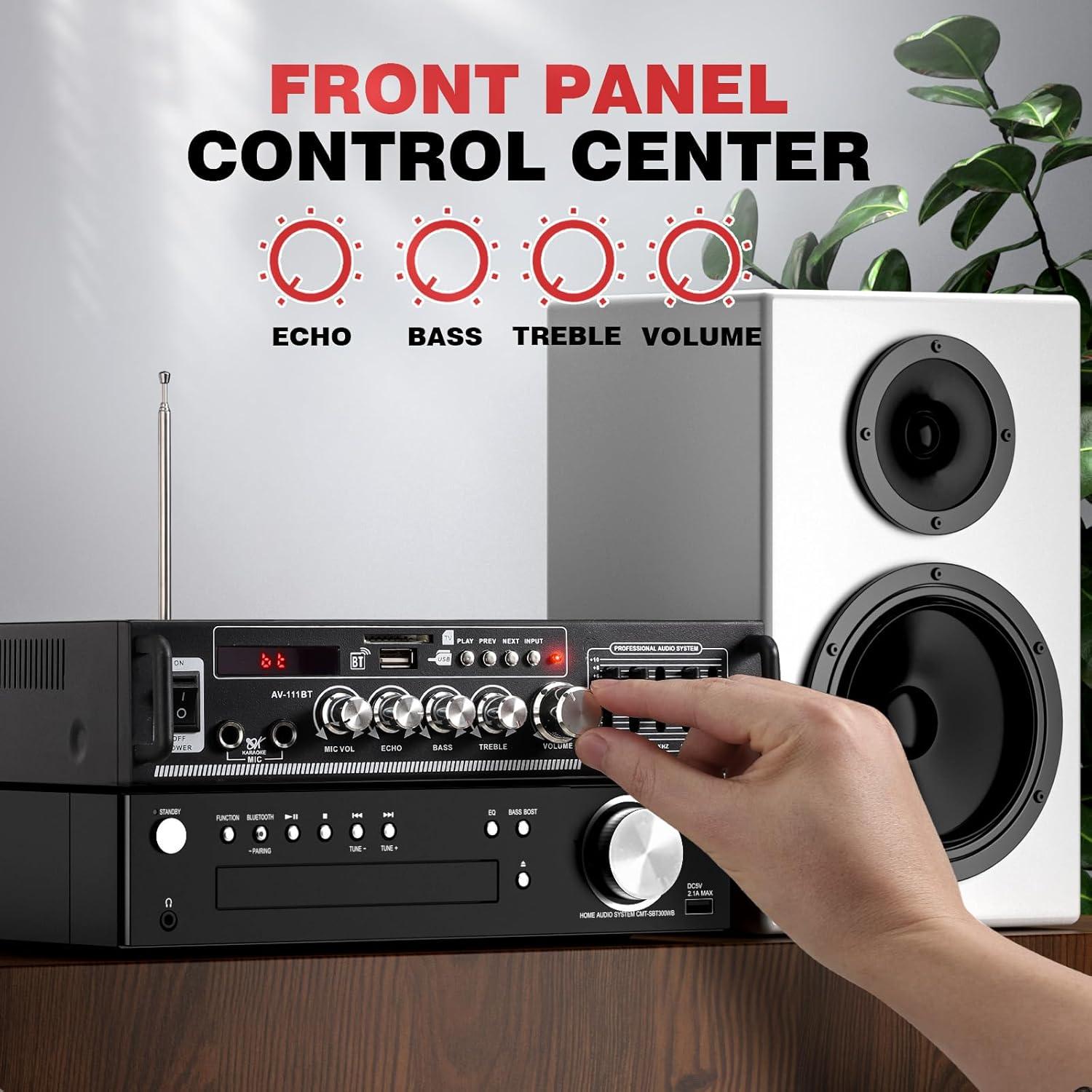 Amplificador de hogar Facmogu AV-111BT 60W RMS Ecualizador 5 Bandas