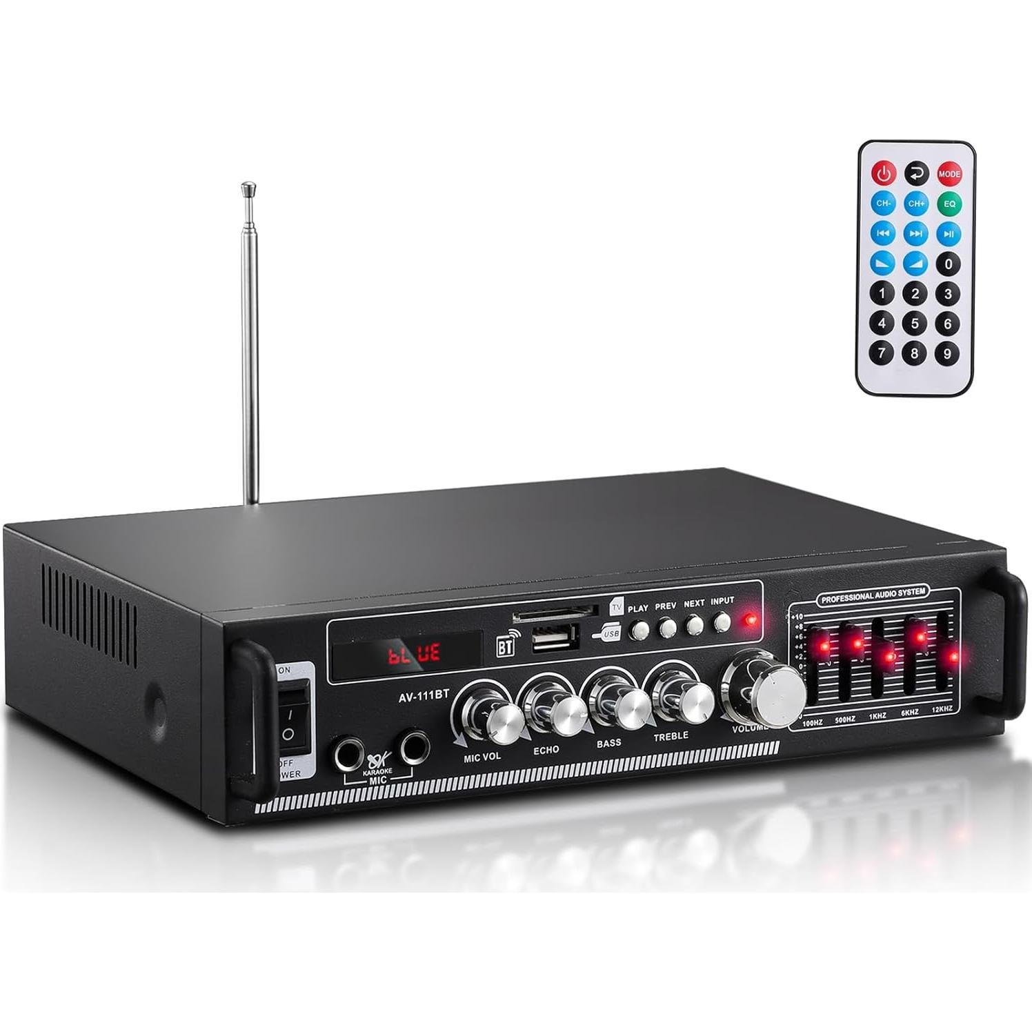 Amplificador de hogar Facmogu AV-111BT 60W RMS Ecualizador 5 Bandas