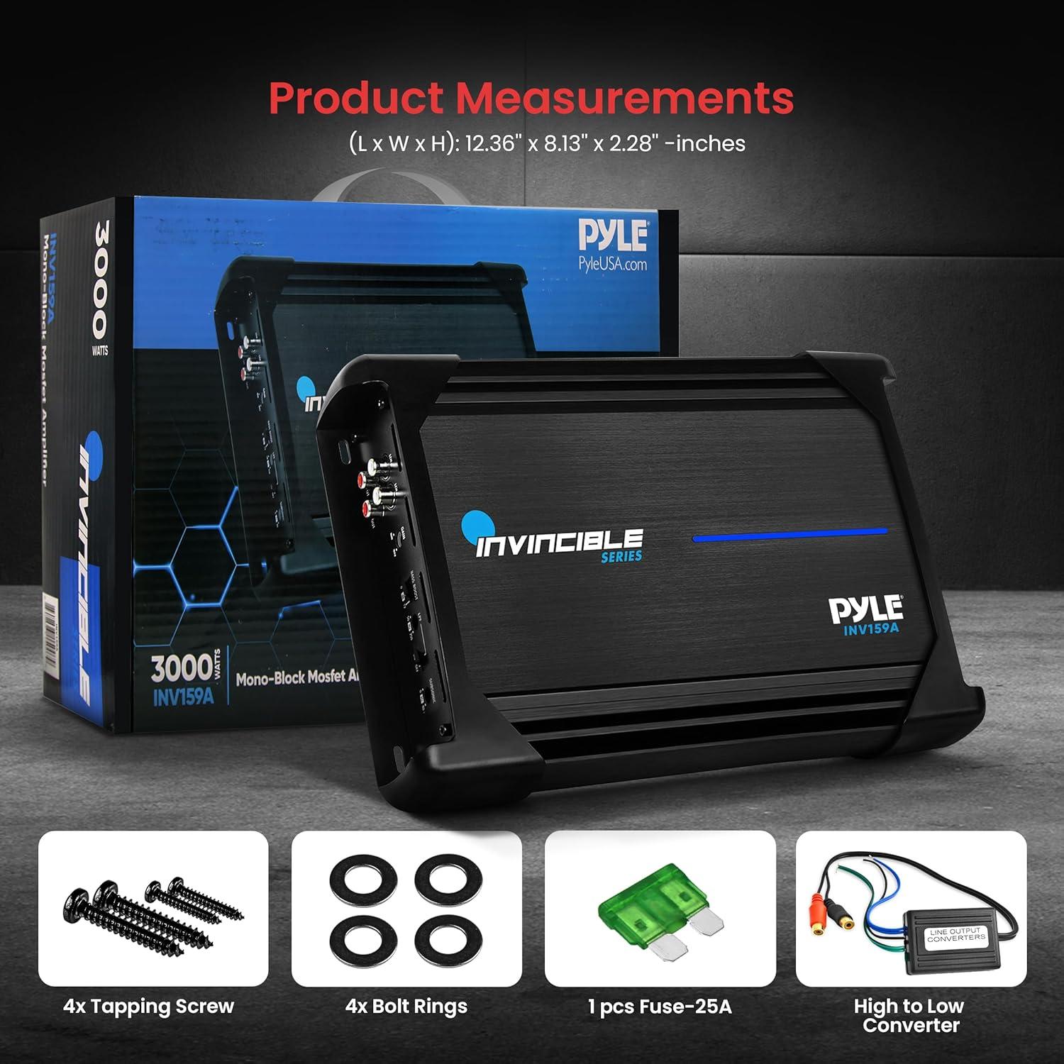 Amplificador de Audio Pyle INV159A.5 3000W Mono Clase AB