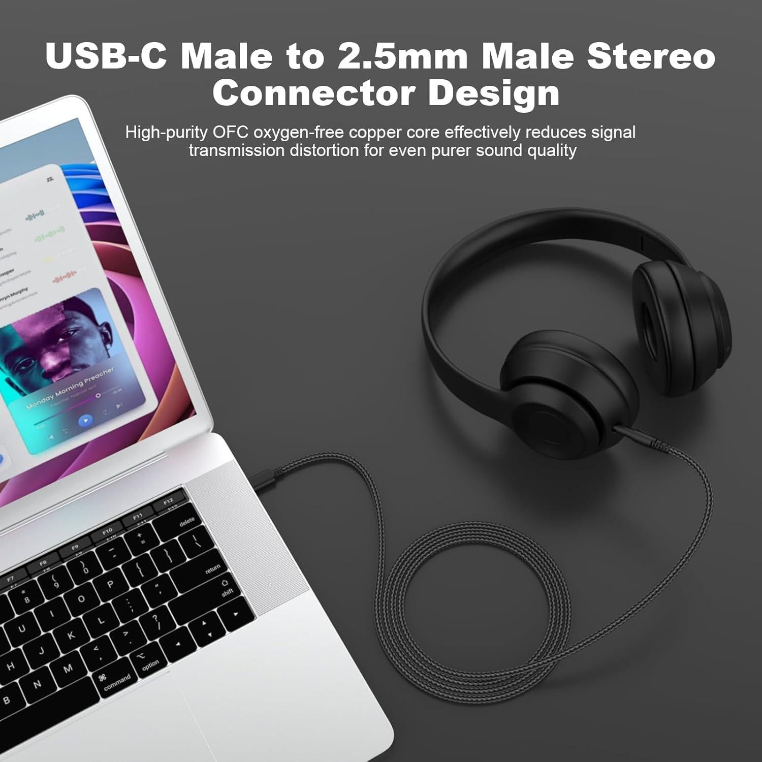 Cable de audio USB C a 2.5mm Puiixur para auriculares Audio Technica