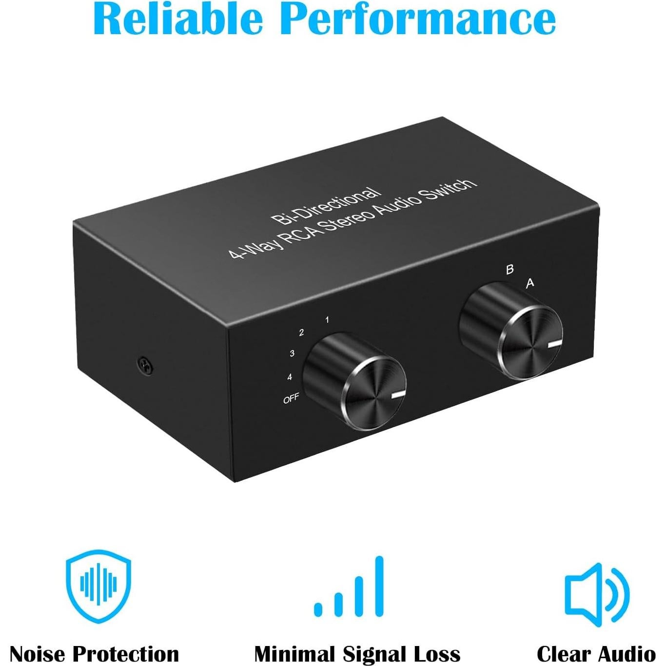 Interruptor RCA Bi-Direccional Y.D.F 4 en 2 Salidas Estéreo