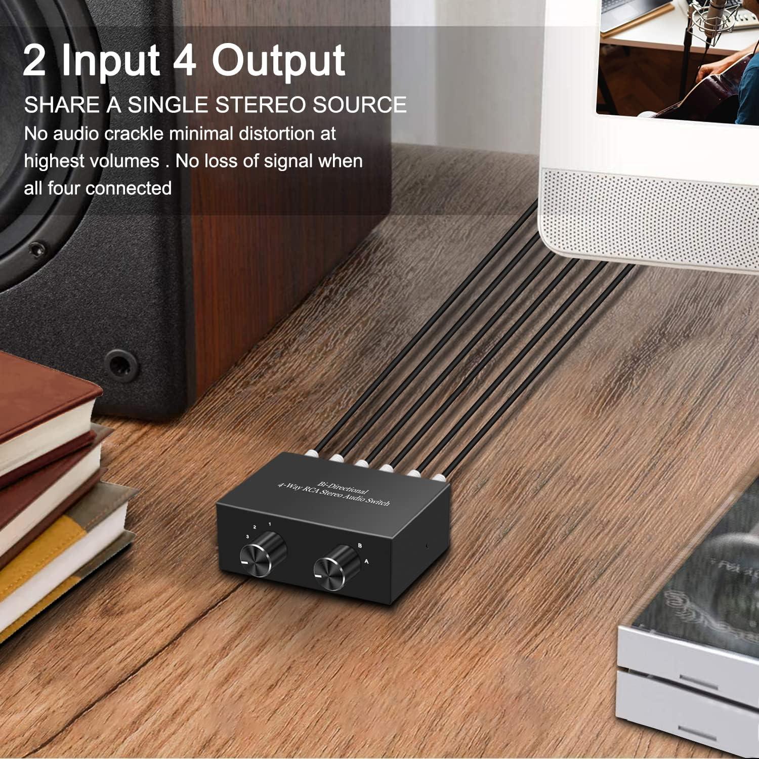 Interruptor RCA Bi-Direccional Y.D.F 4 en 2 Salidas Estéreo