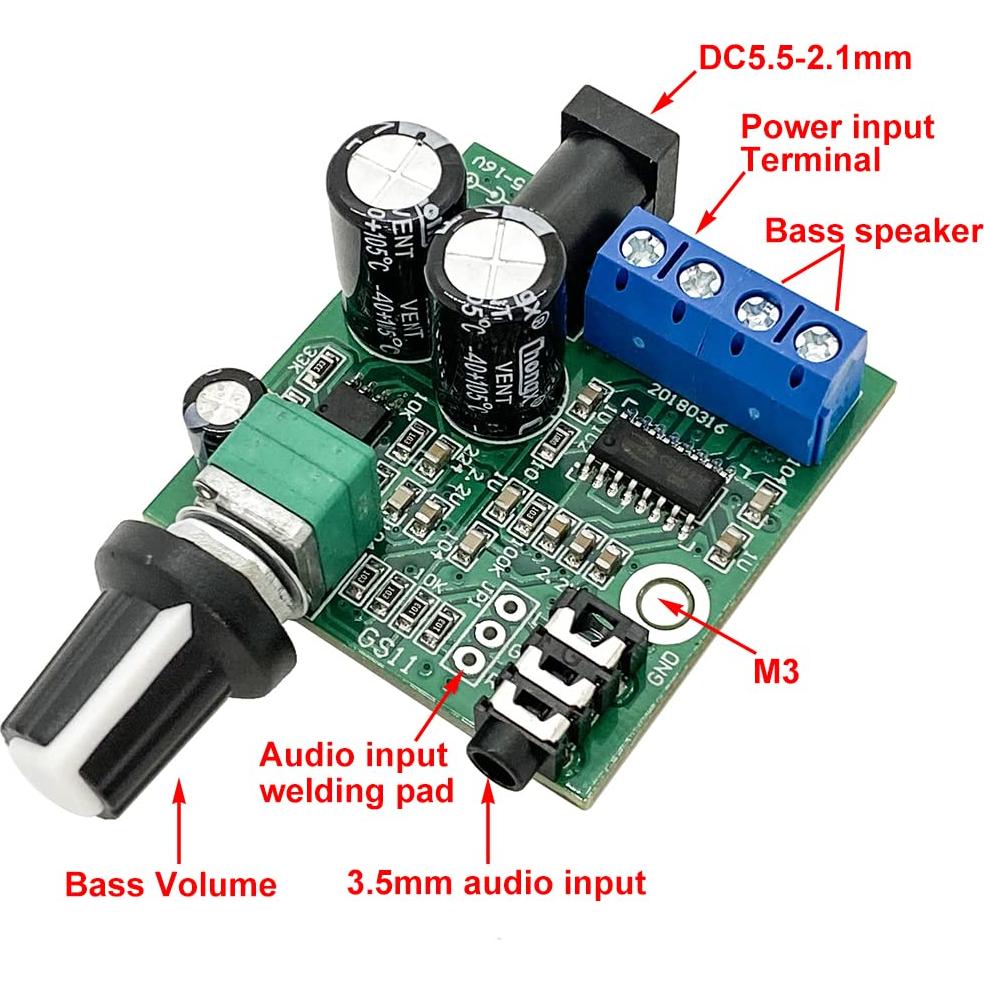 Amplificador de Subwoofer QINIZX Mono 25W Digital 6.5-16V