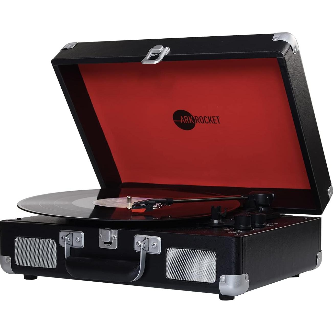 Tocadiscos Bluetooth Arkrocket Curiosidad II 3 Velocidades Negro/Rojo