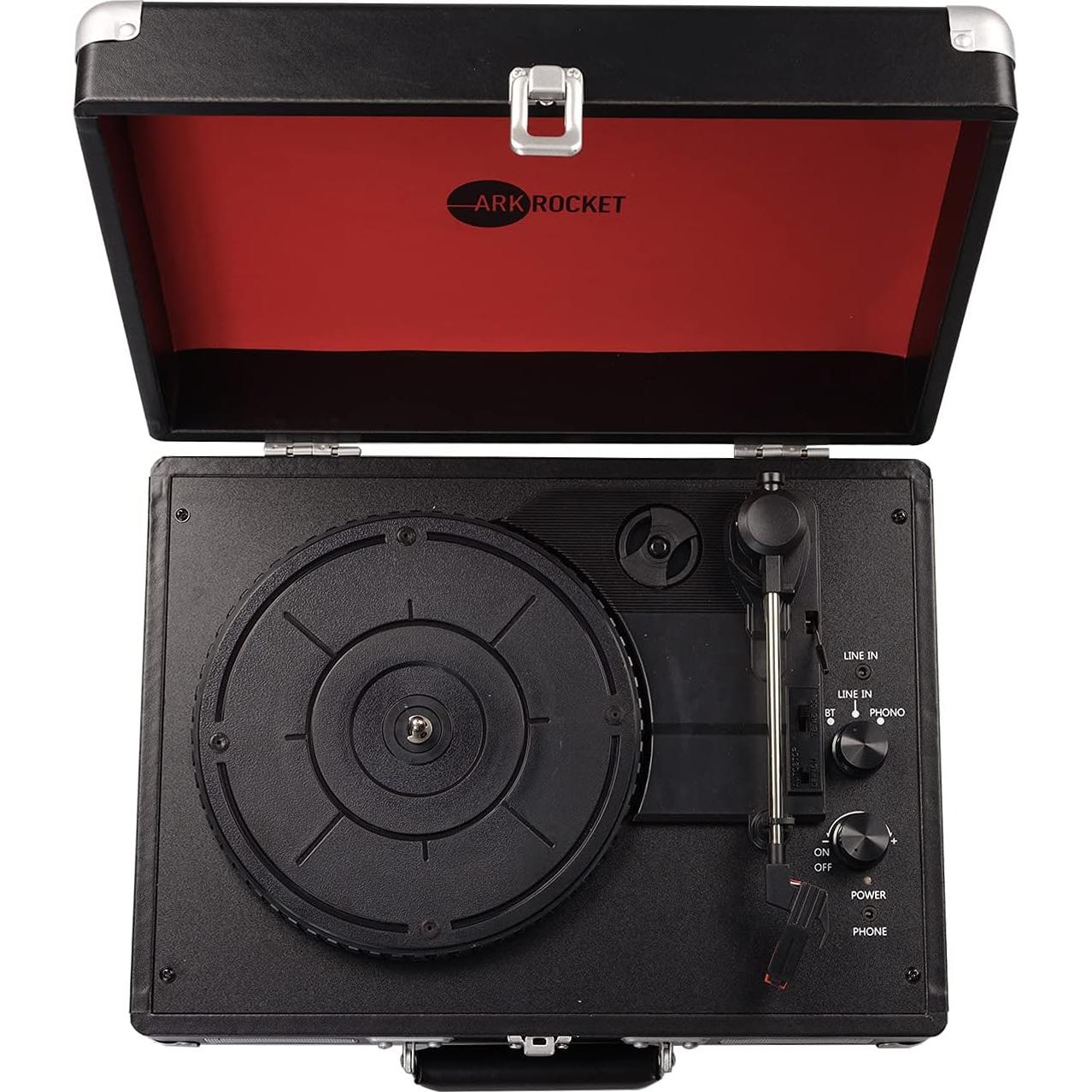 Tocadiscos Bluetooth Arkrocket Curiosidad II 3 Velocidades Negro/Rojo