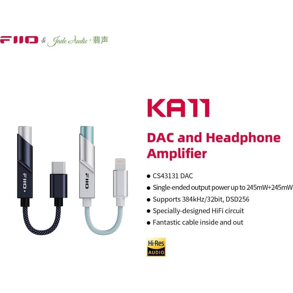 Adaptador de audio FiiO KA11 USB C a 3.5mm HiFi 32bit/384KHz