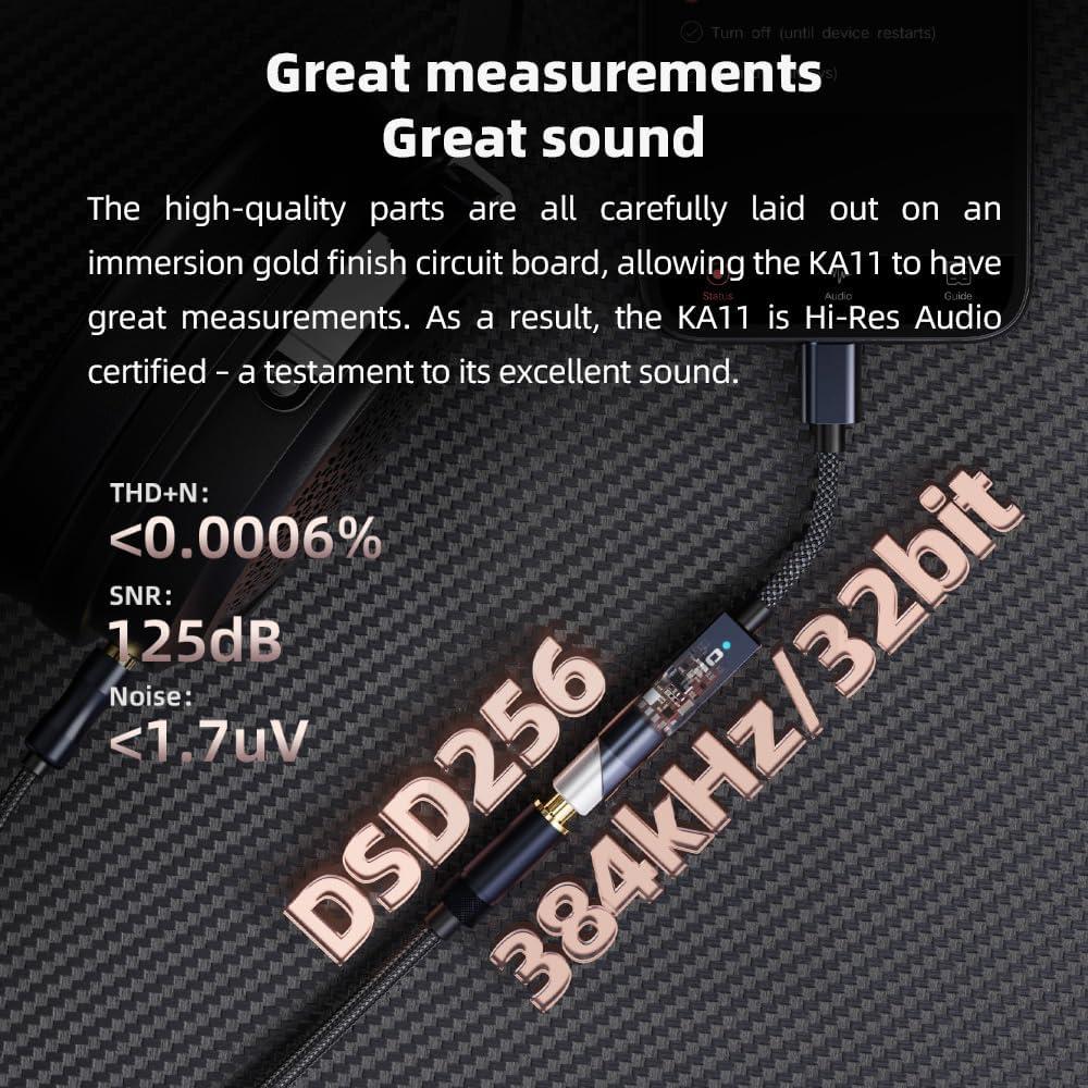 Adaptador de audio FiiO KA11 USB C a 3.5mm HiFi 32bit/384KHz