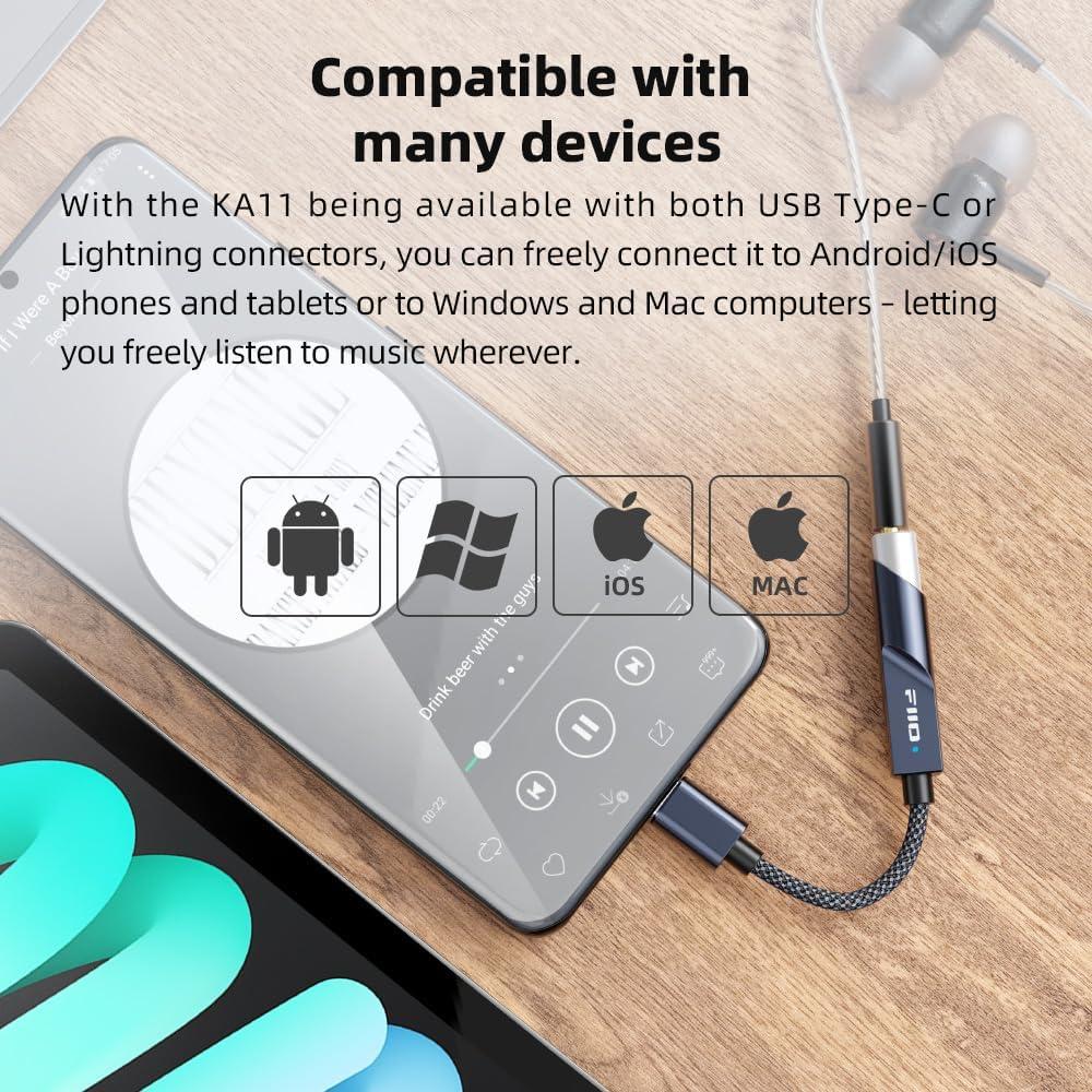 Adaptador de audio FiiO KA11 USB C a 3.5mm HiFi 32bit/384KHz