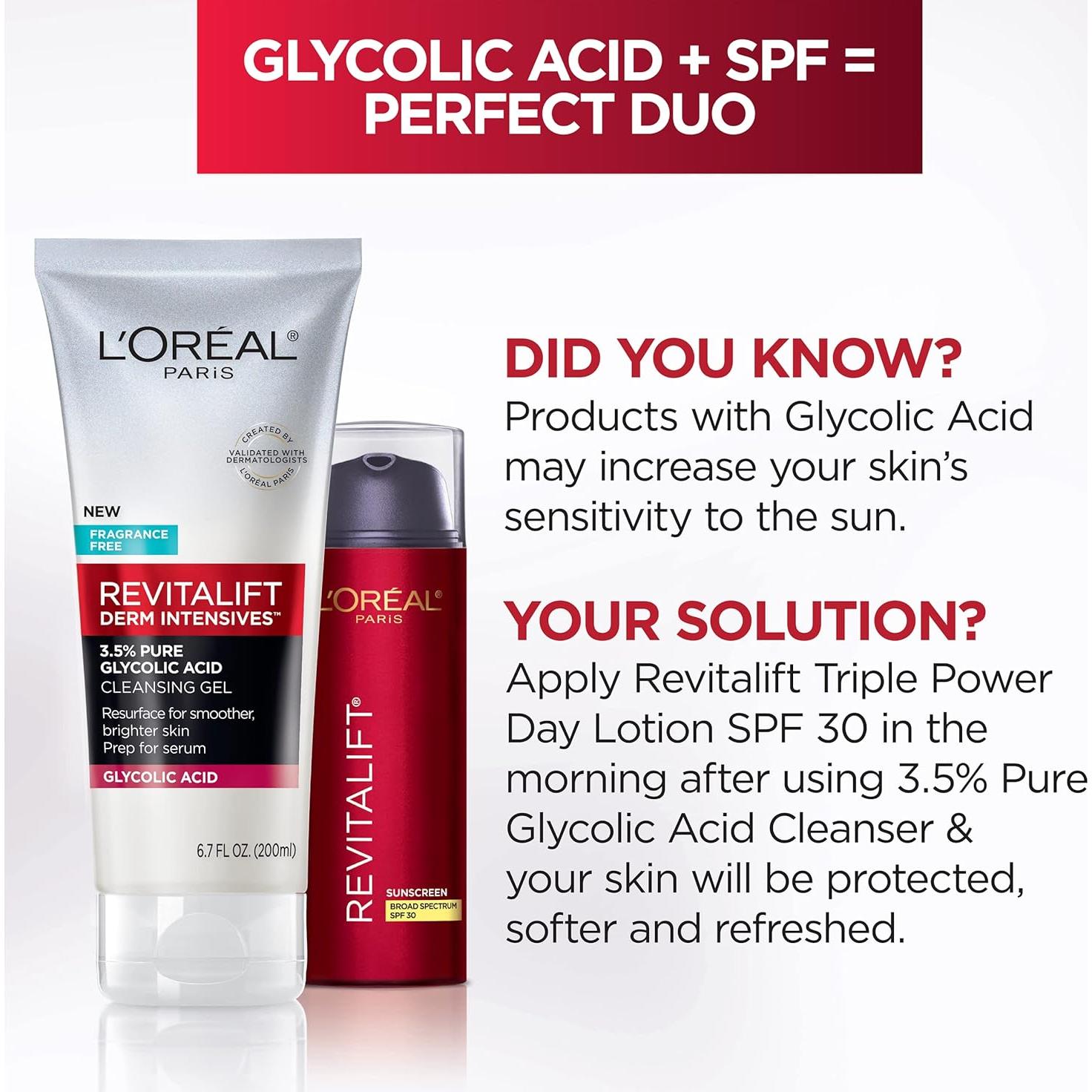 Gel Limpiador L'Oreal Revitalift 3.5% Ácido Glicólico 198 ml