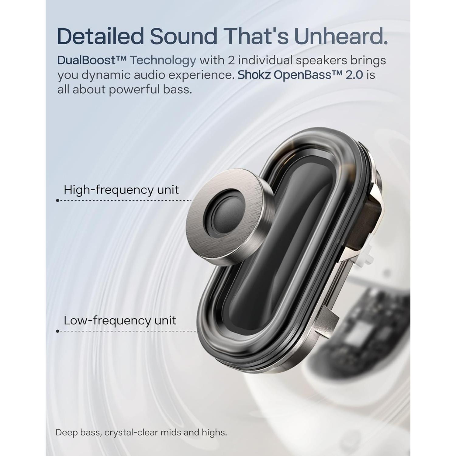 Auriculares In-Ear Abiertos SHOKZ OpenFit 2+ Negro, Dolby Audio