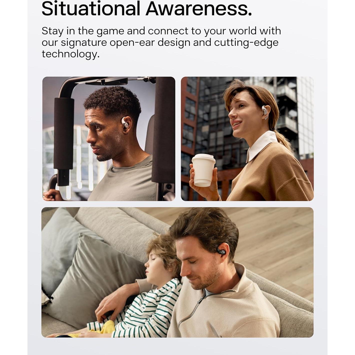 Auriculares In-Ear Abiertos SHOKZ OpenFit 2+ Negro, Dolby Audio