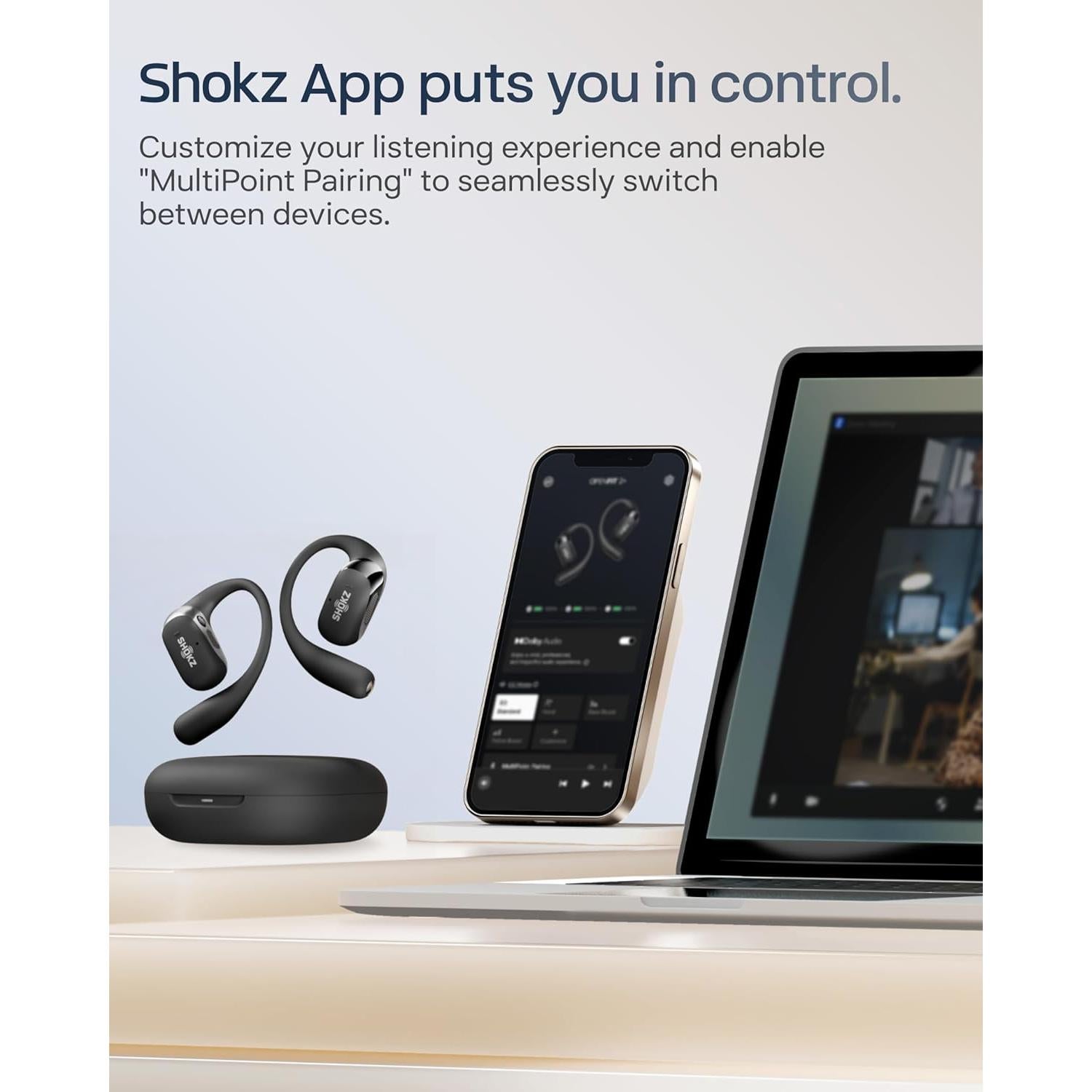 Auriculares In-Ear Abiertos SHOKZ OpenFit 2+ Negro, Dolby Audio